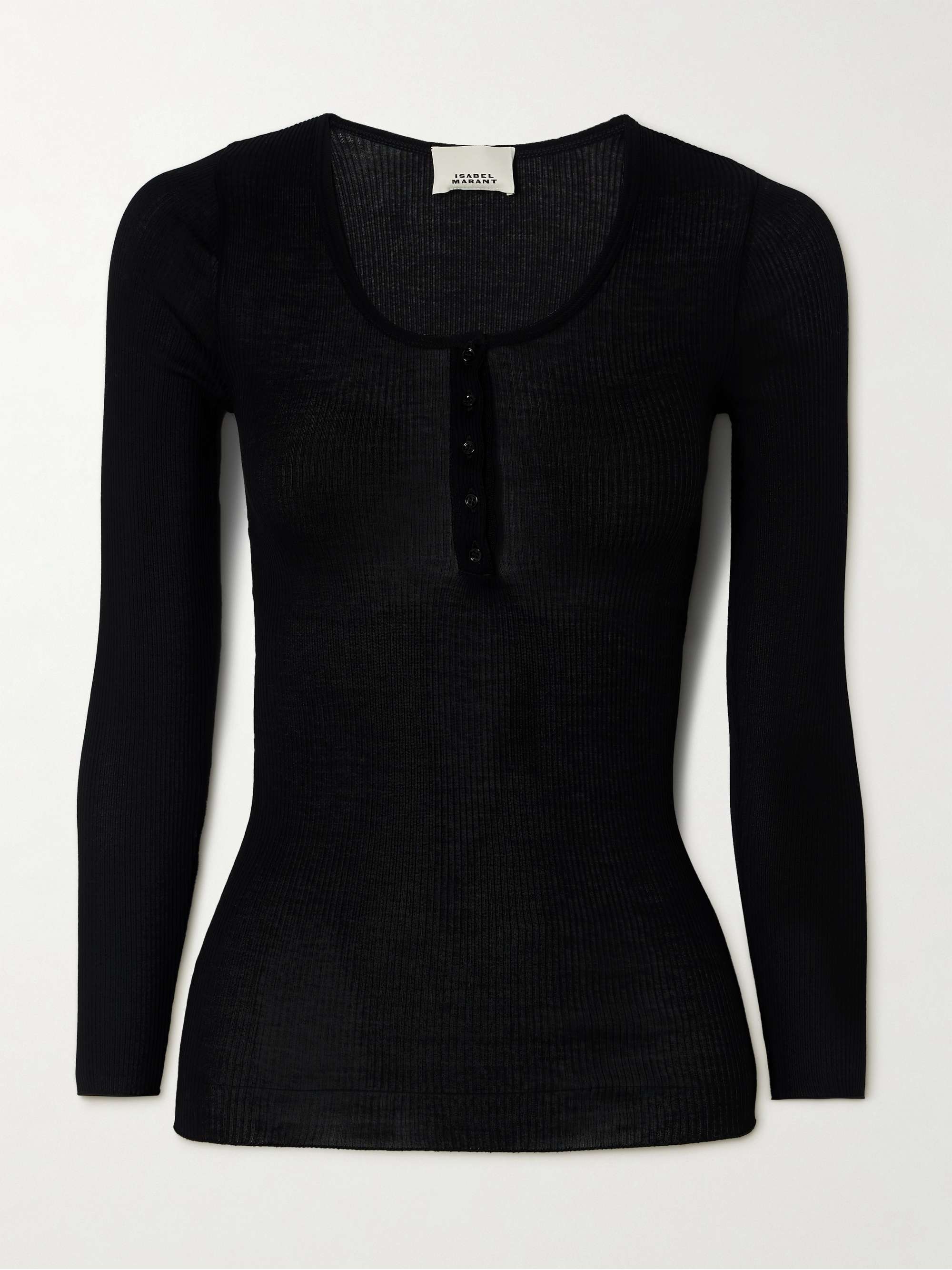 Lamylic ribbed cotton Henley top view