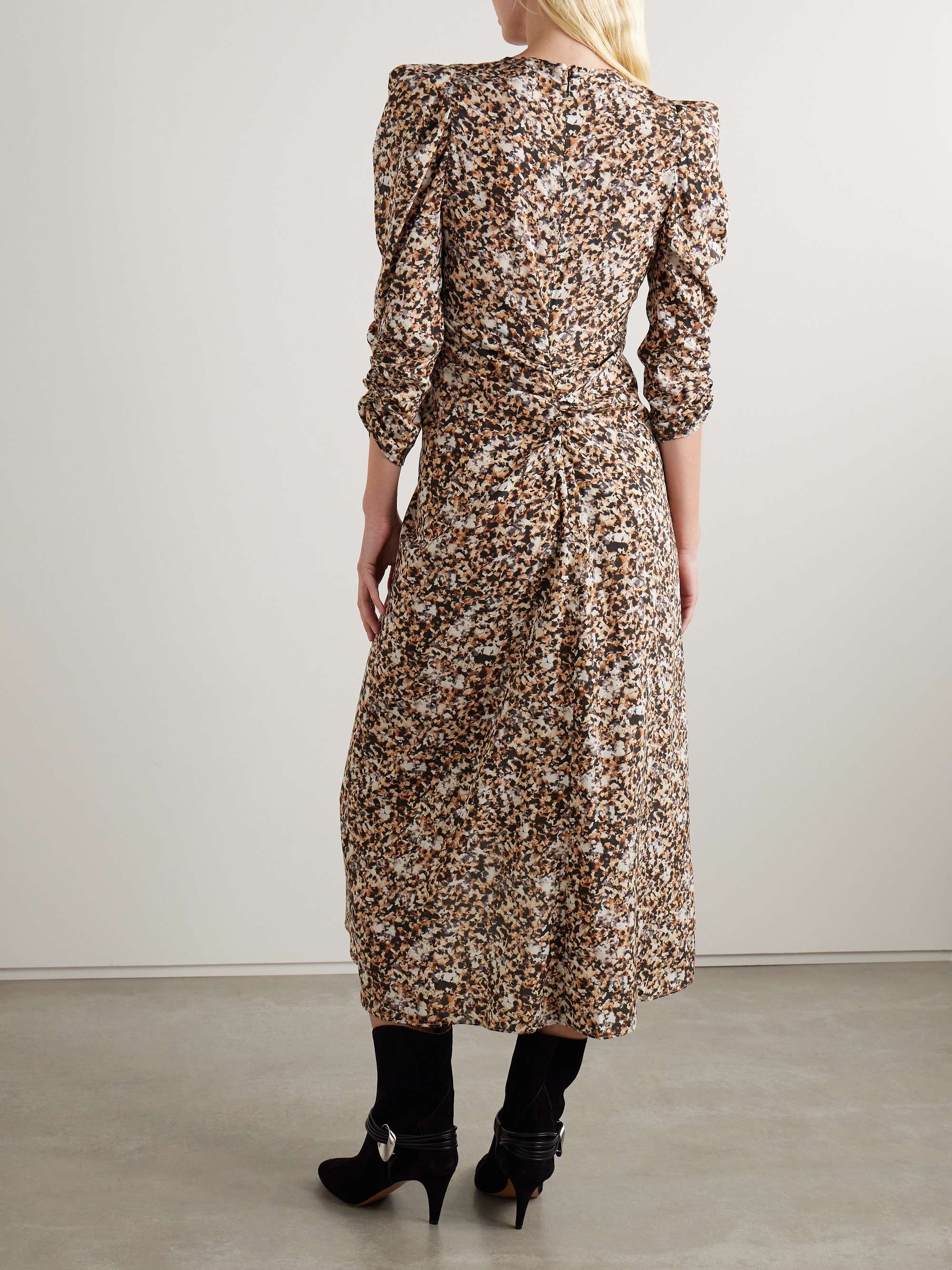 Albini gathered printed silk-blend midi dress view