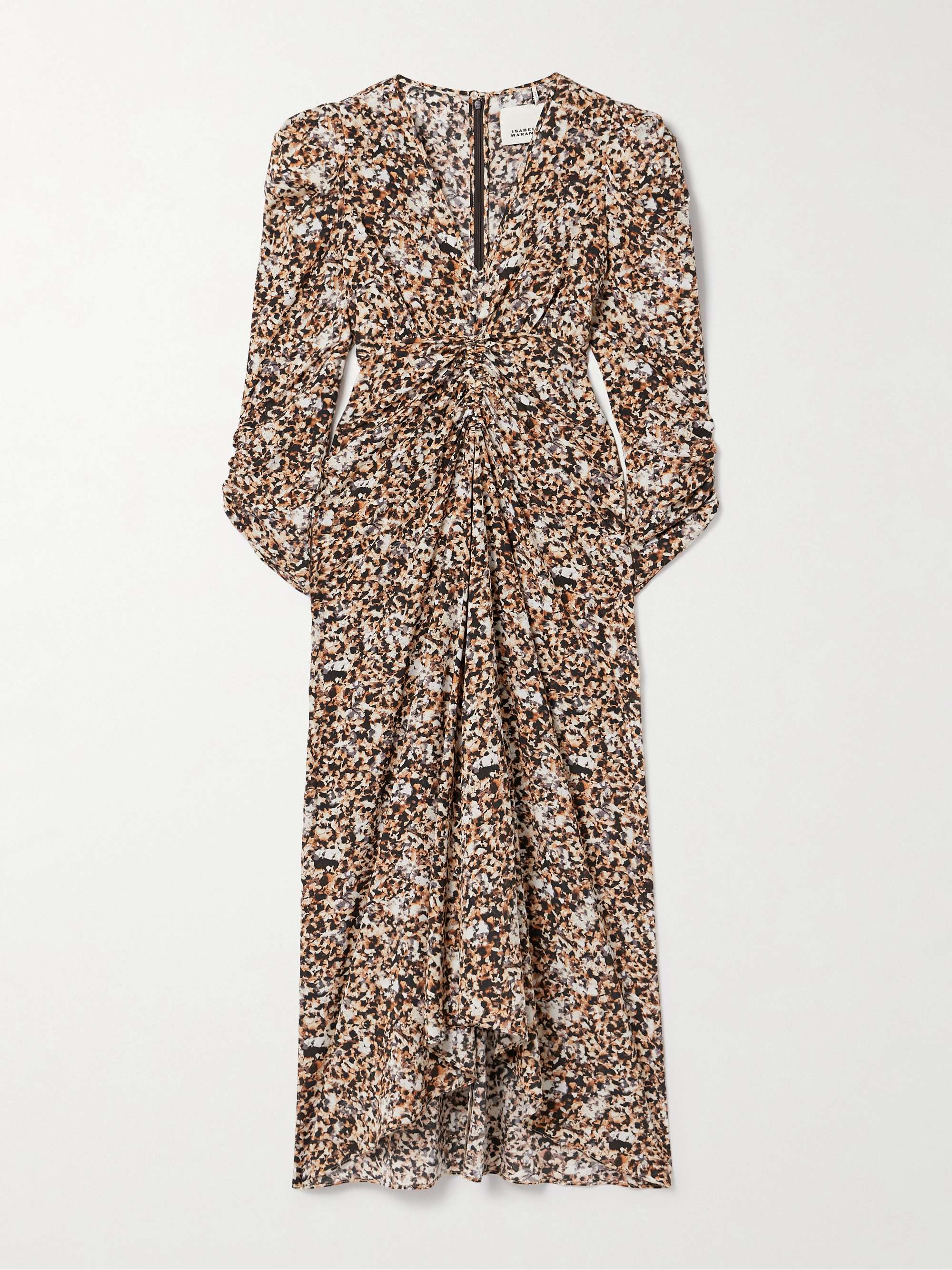 Albini gathered printed silk-blend midi dress view