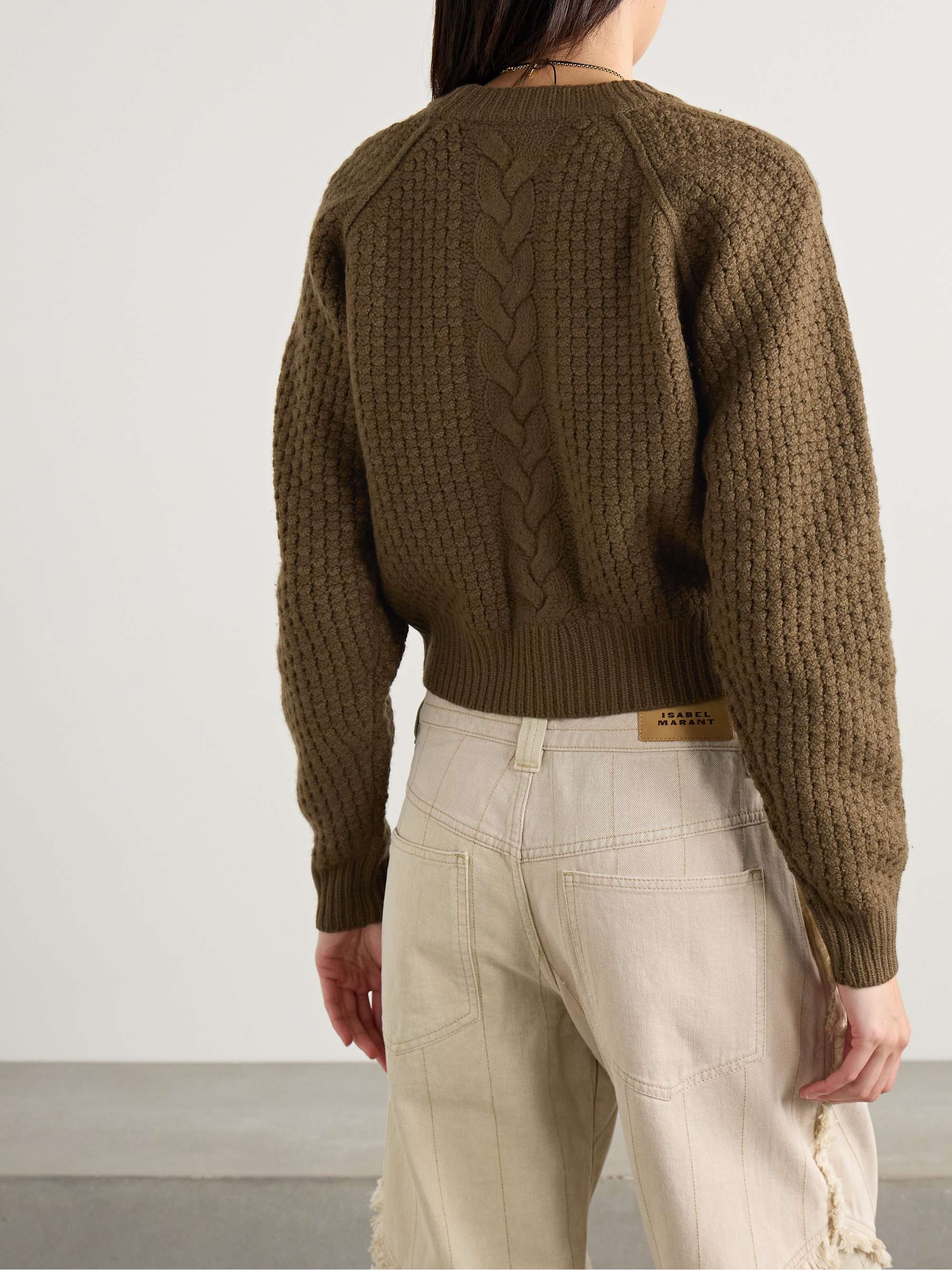 Obrero cropped cable-knit merino wool sweater view