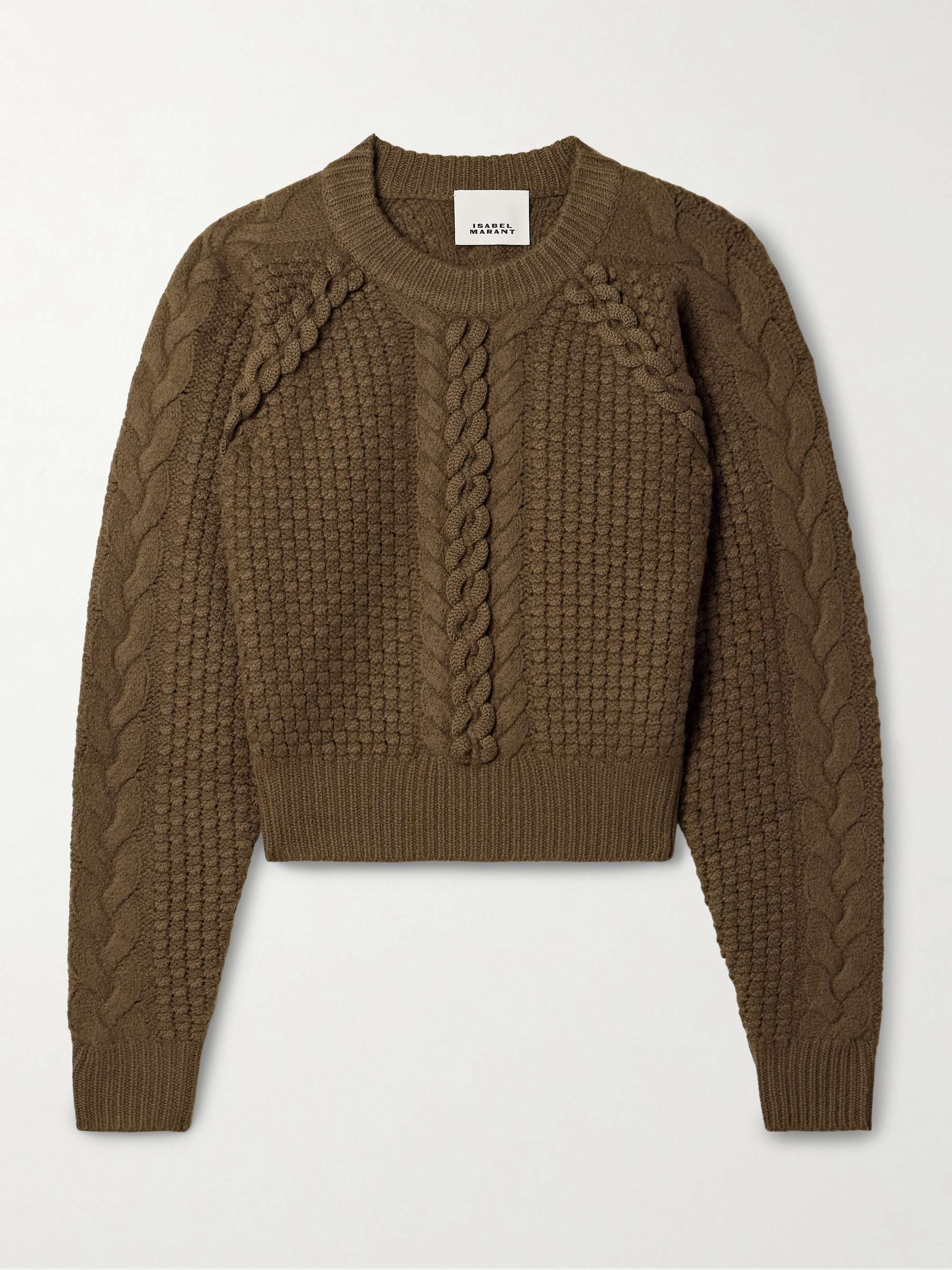 Obrero cropped cable-knit merino wool sweater view