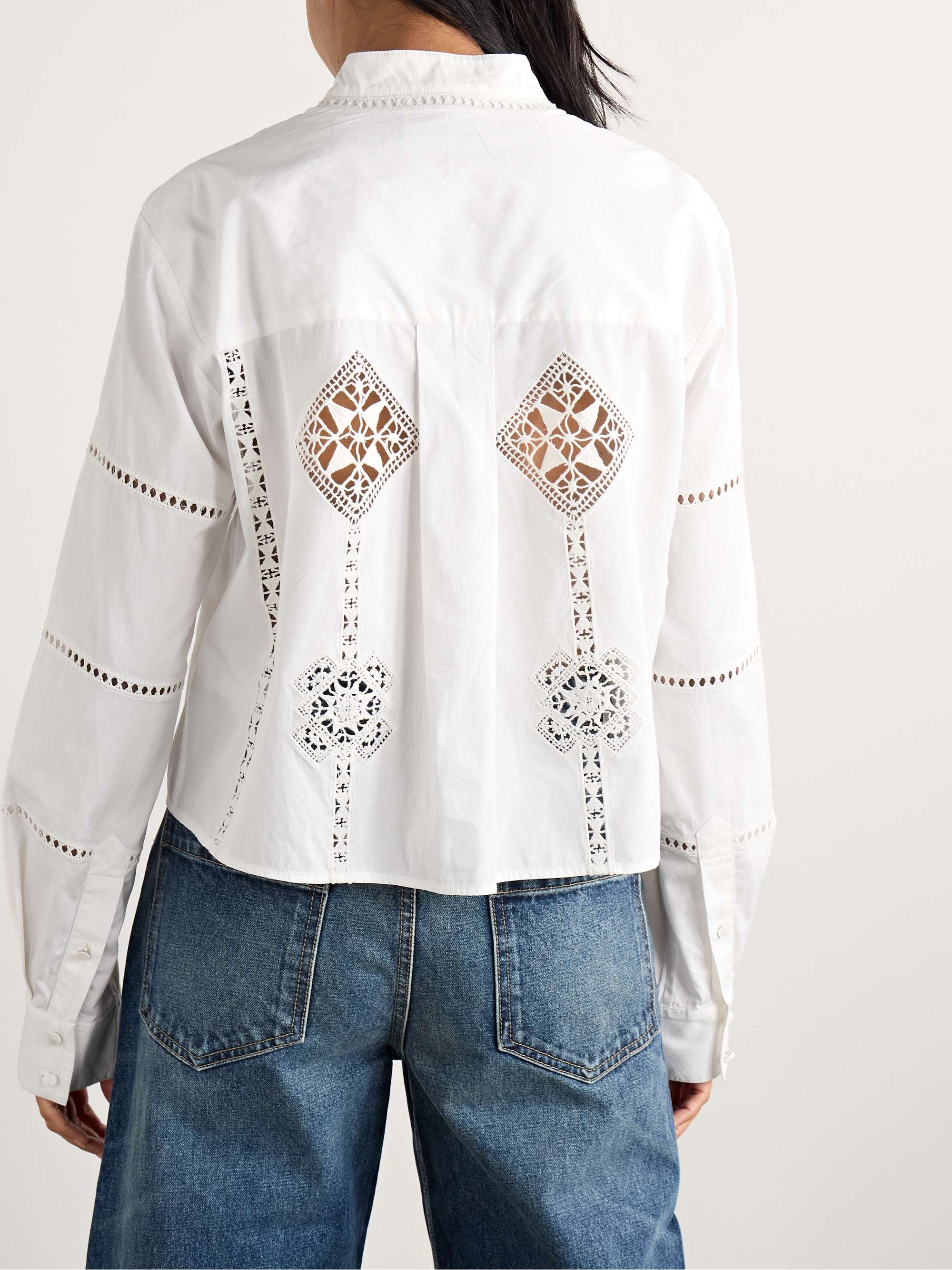 Serena crochet-trimmed cotton-poplin shirt view