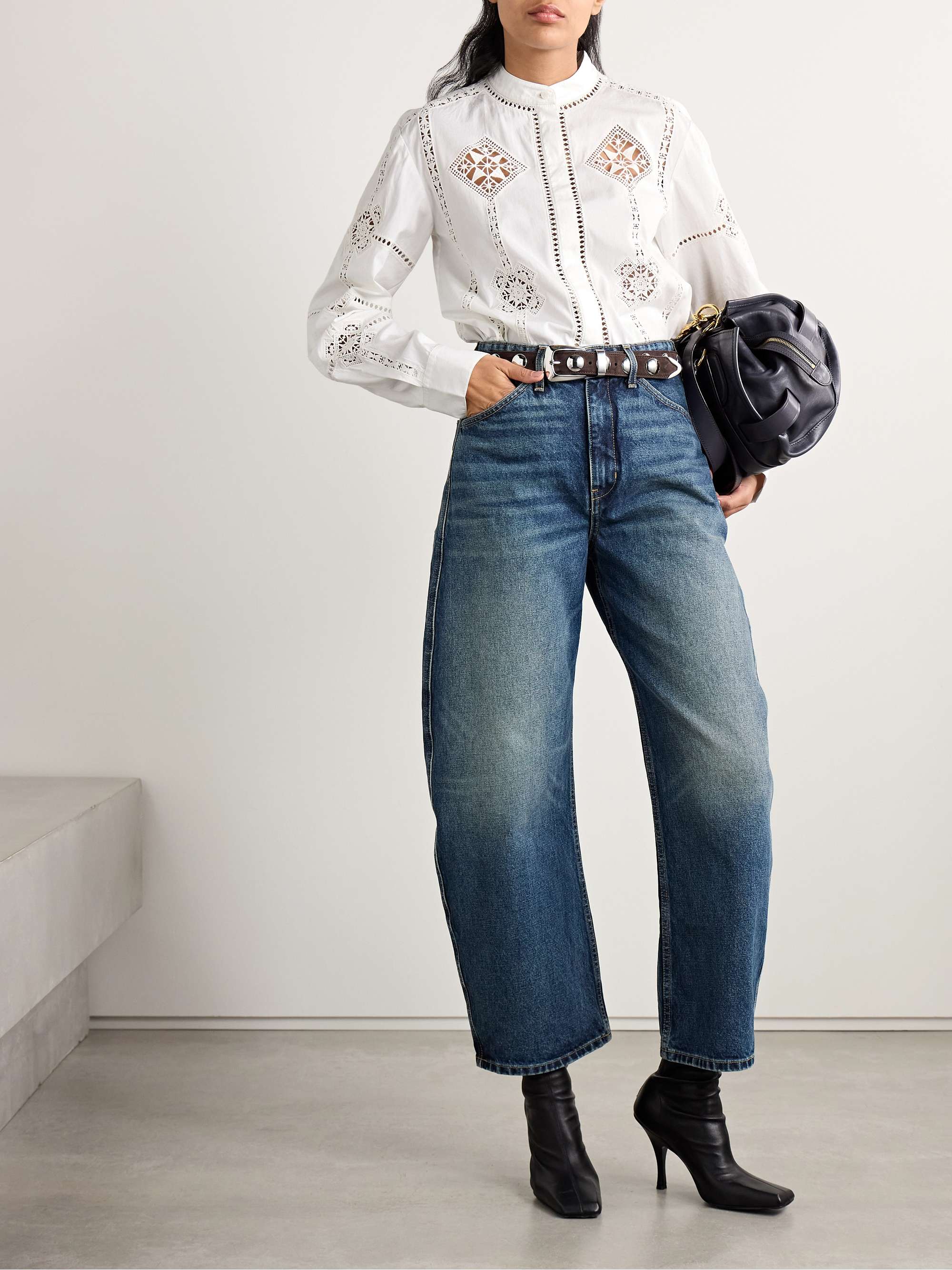 Serena crochet-trimmed cotton-poplin shirt view