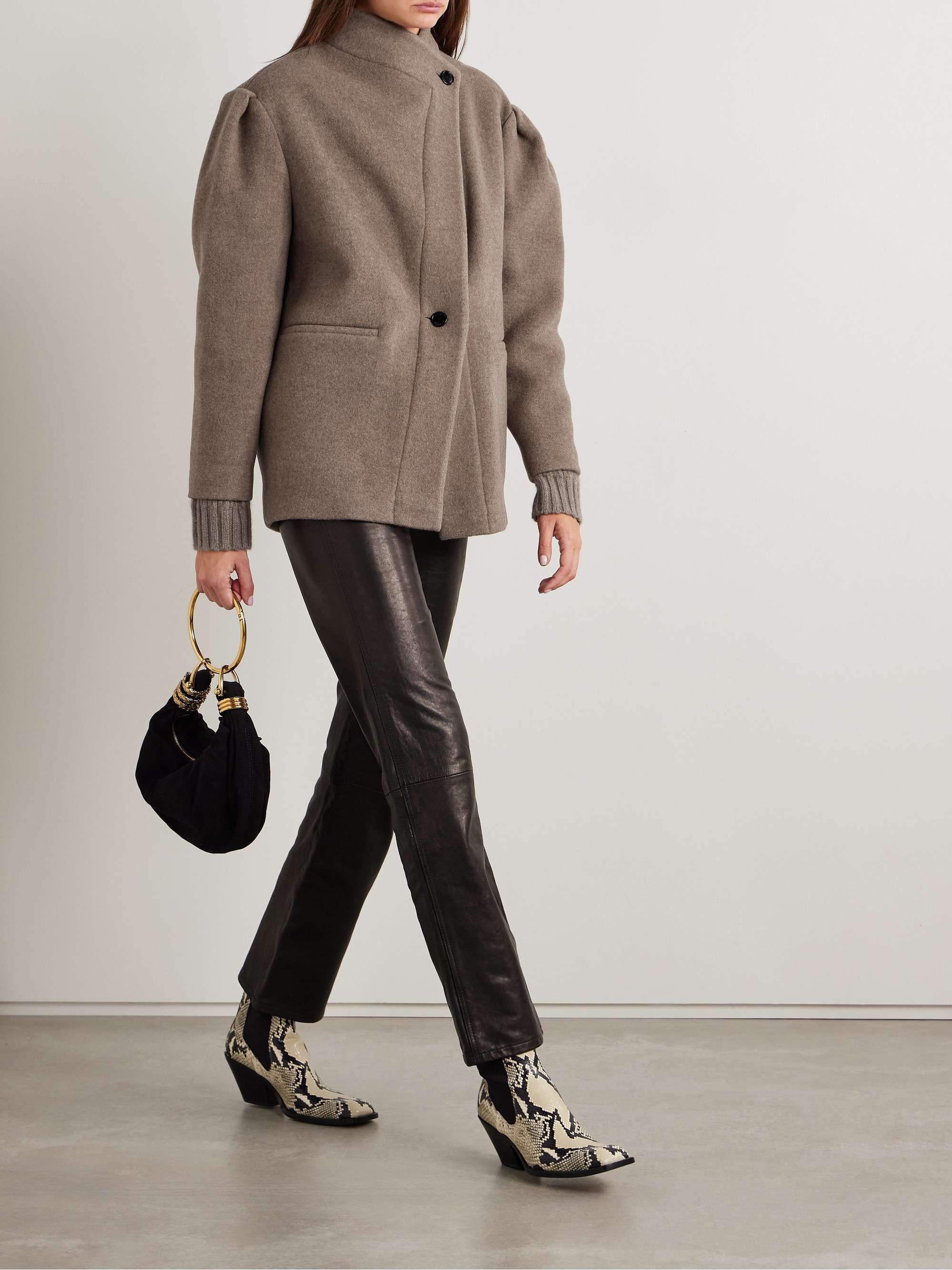 Jabadi asymmetric wool-blend felt coat view