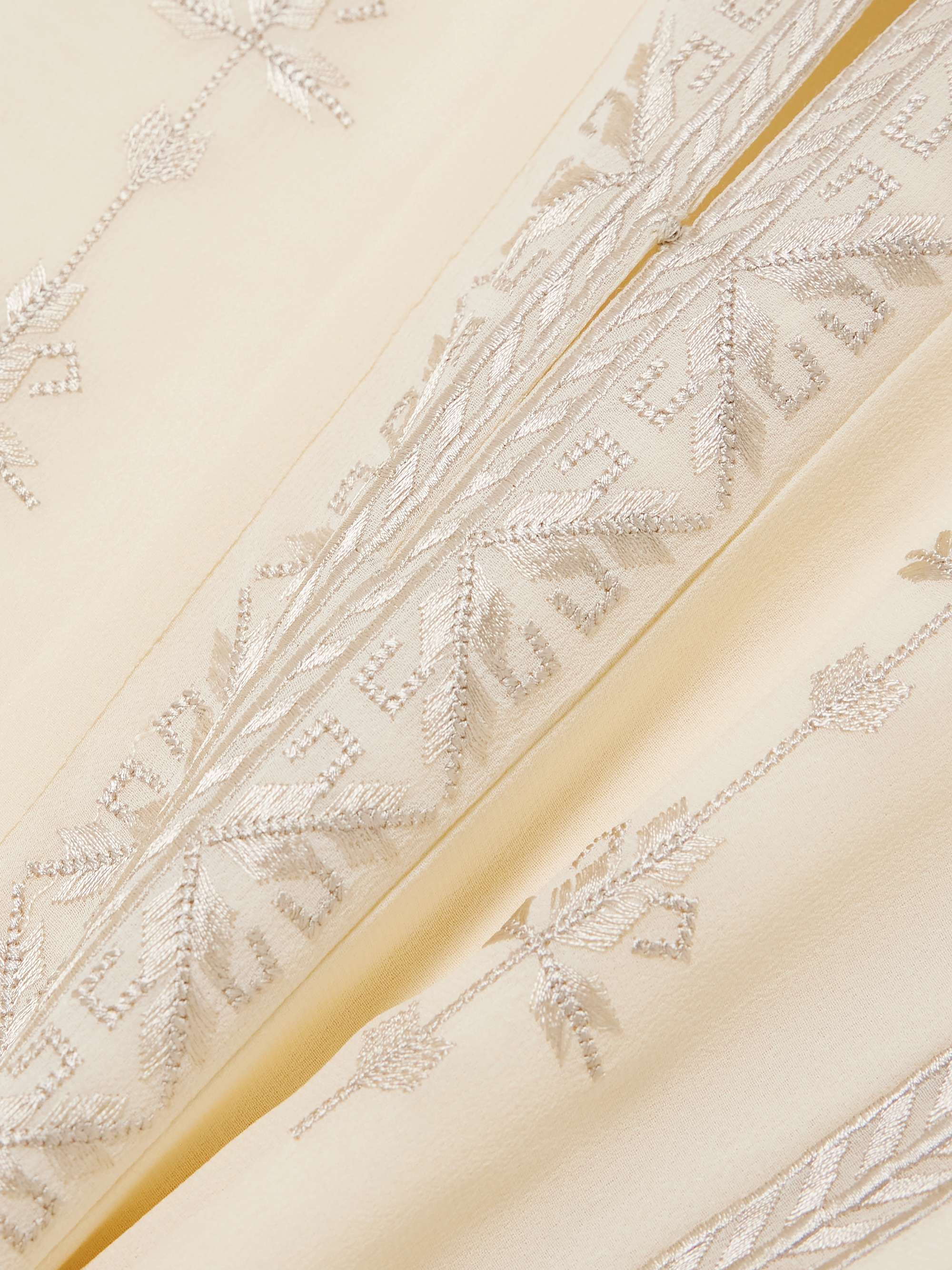 Oaria tie-detailed embroidered silk crepe de chine mini dress view