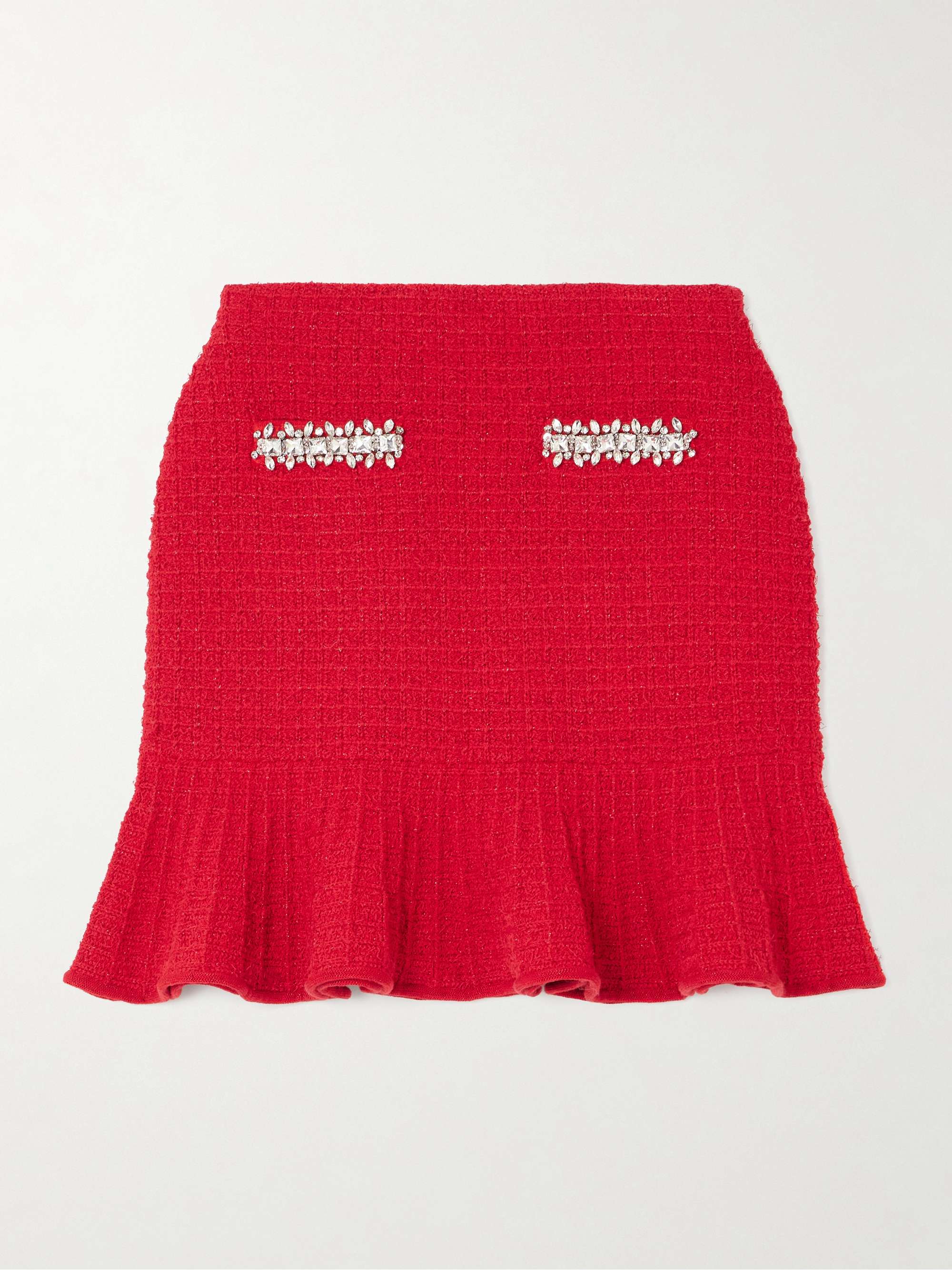 Crystal-embellished waffle-knit mini skirt view