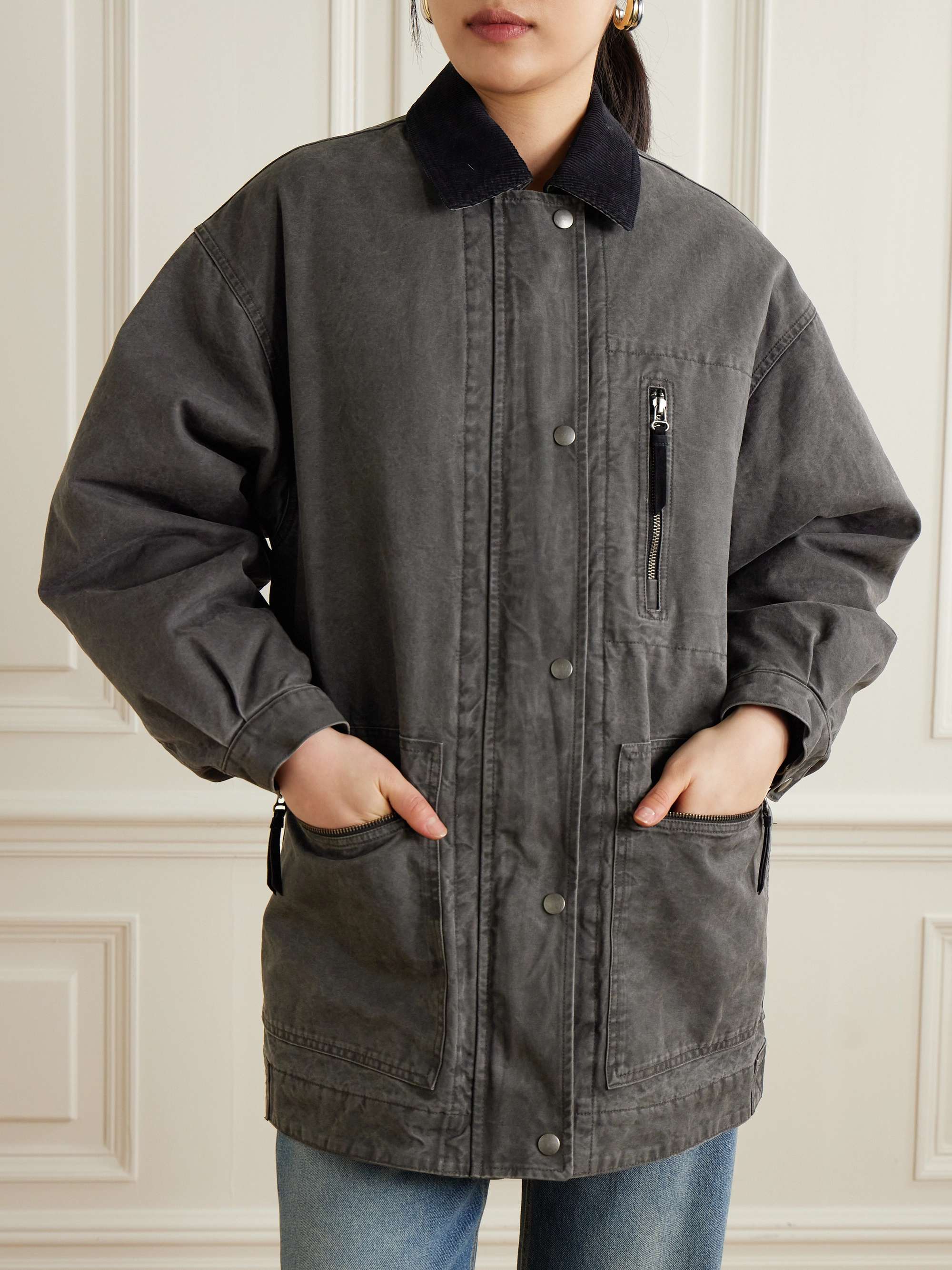 Kimelia corduroy-trimmed cotton-canvas jacket view