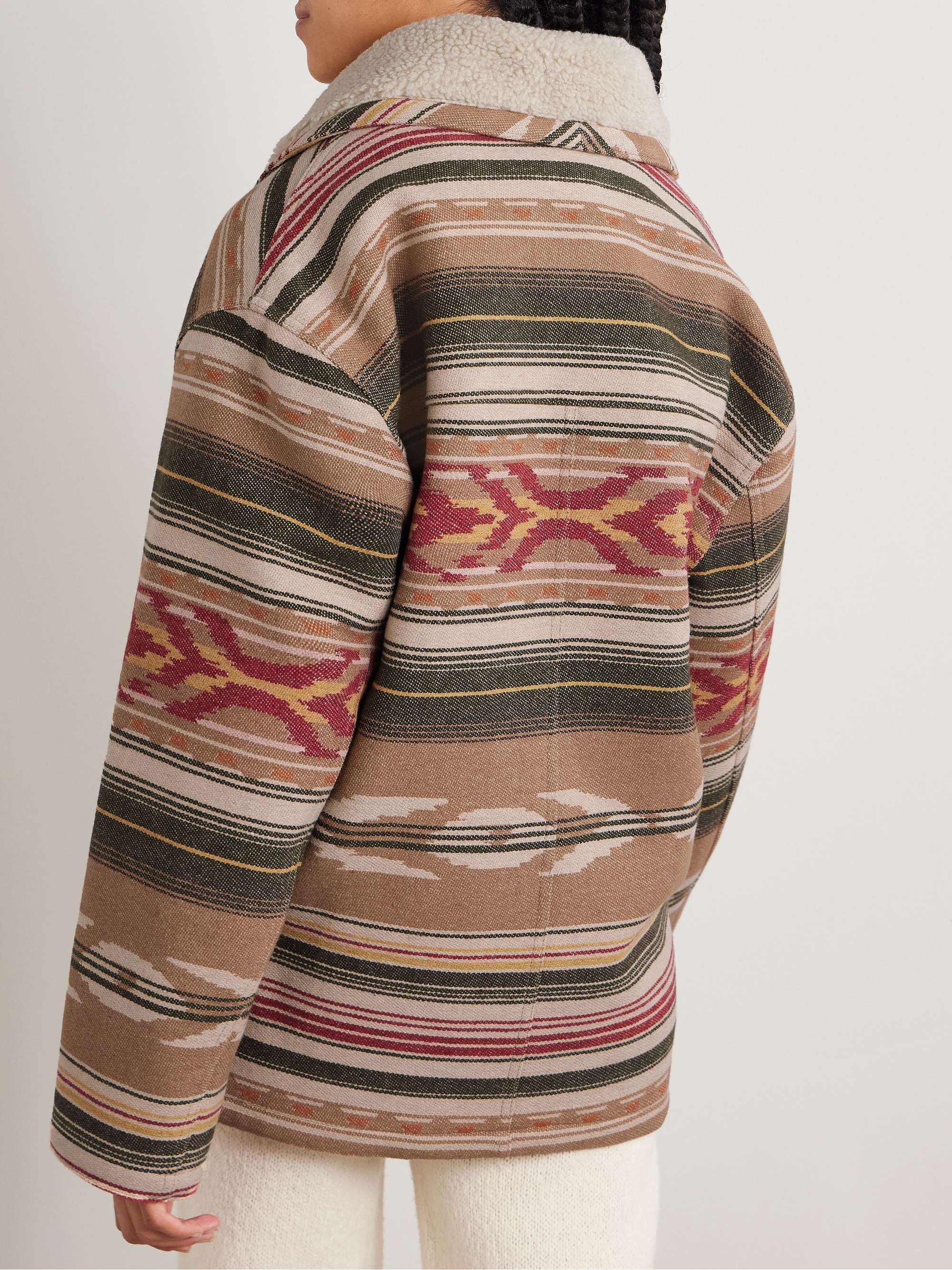 Dorcas double-breasted fleece-lined wool-blend jacquard coat view