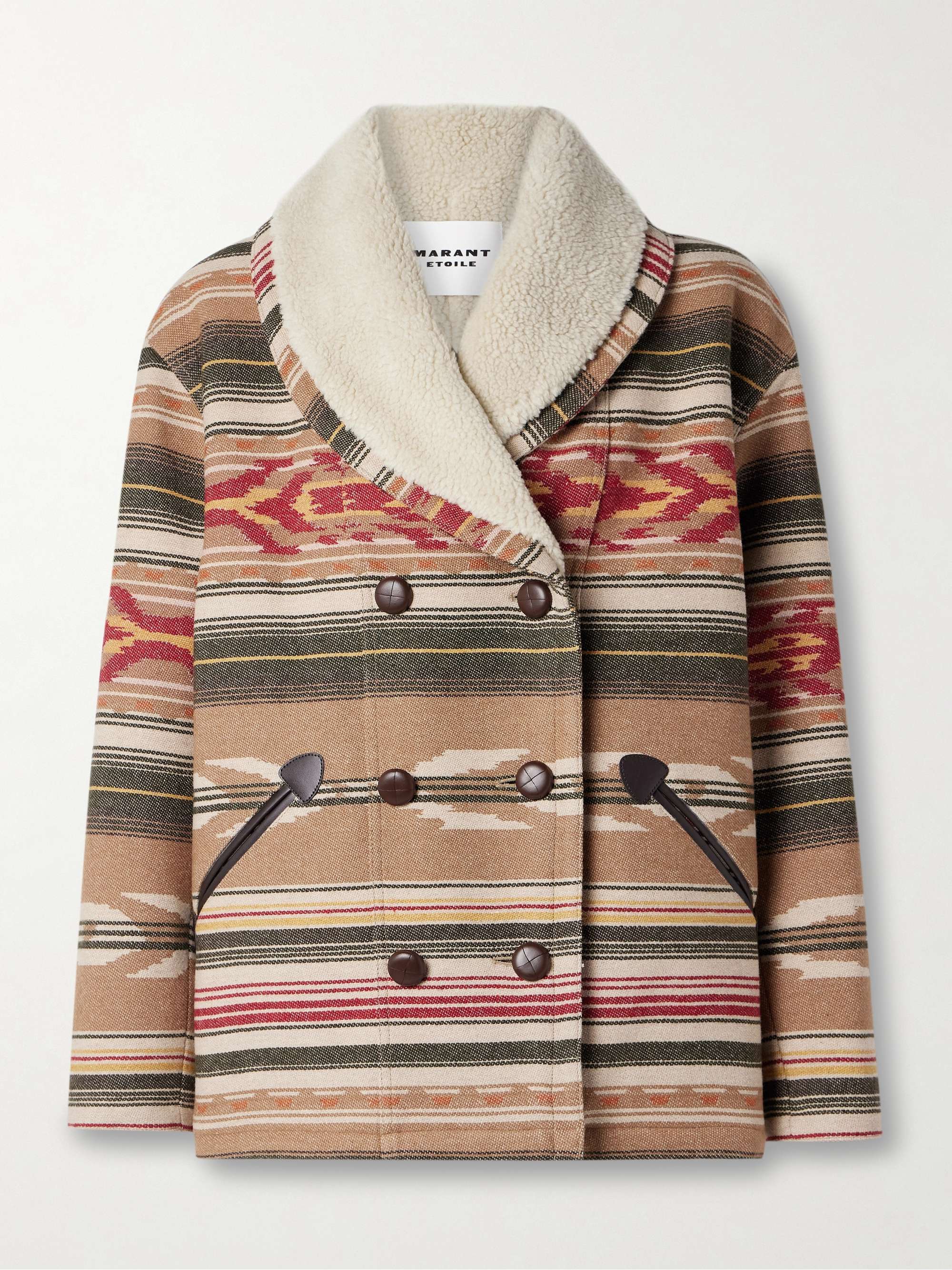 Dorcas double-breasted fleece-lined wool-blend jacquard coat view