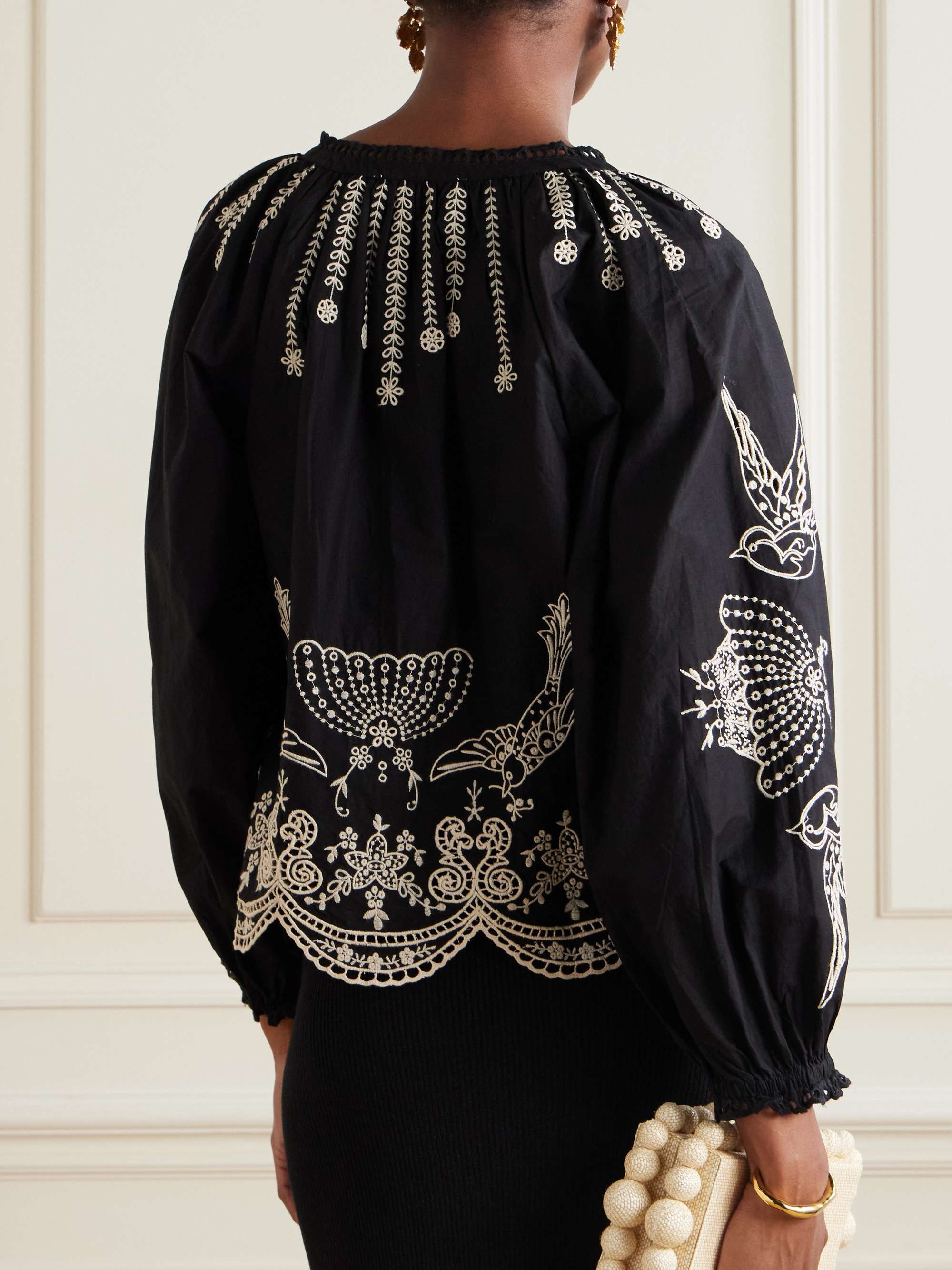 Kingsley embroidered cotton-poplin blouse view