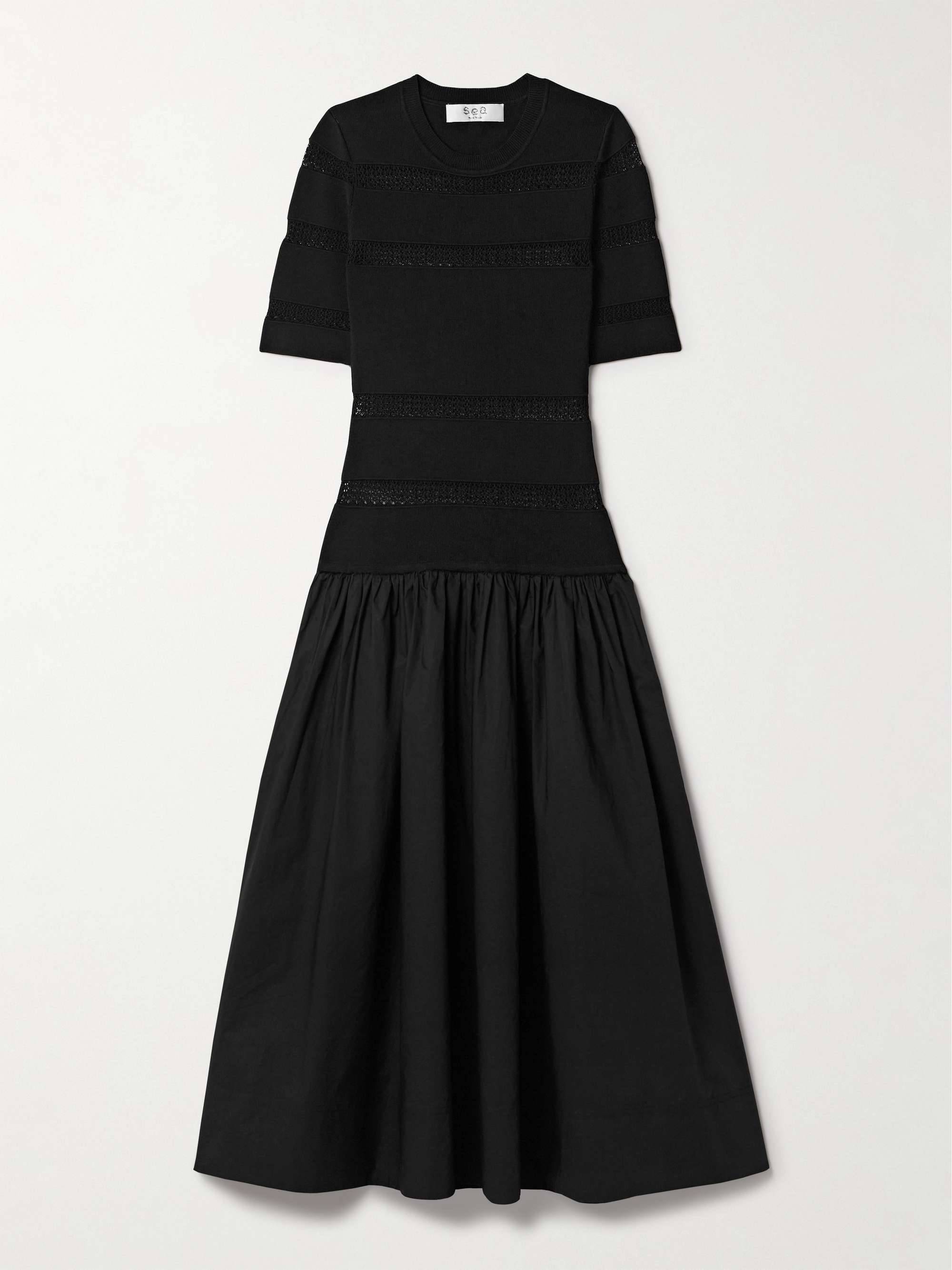 Devon paneled stretch-knit and cotton midi dress view