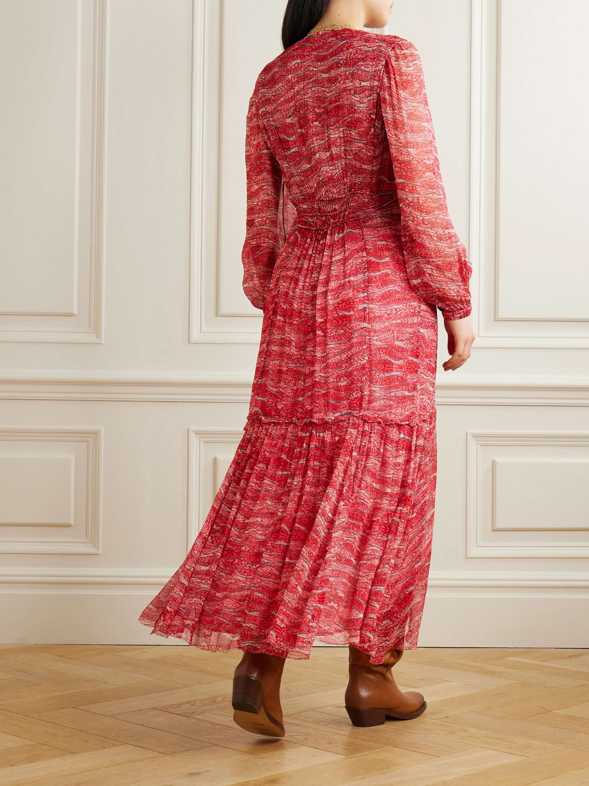 Amara gathered printed chiffon maxi dress view