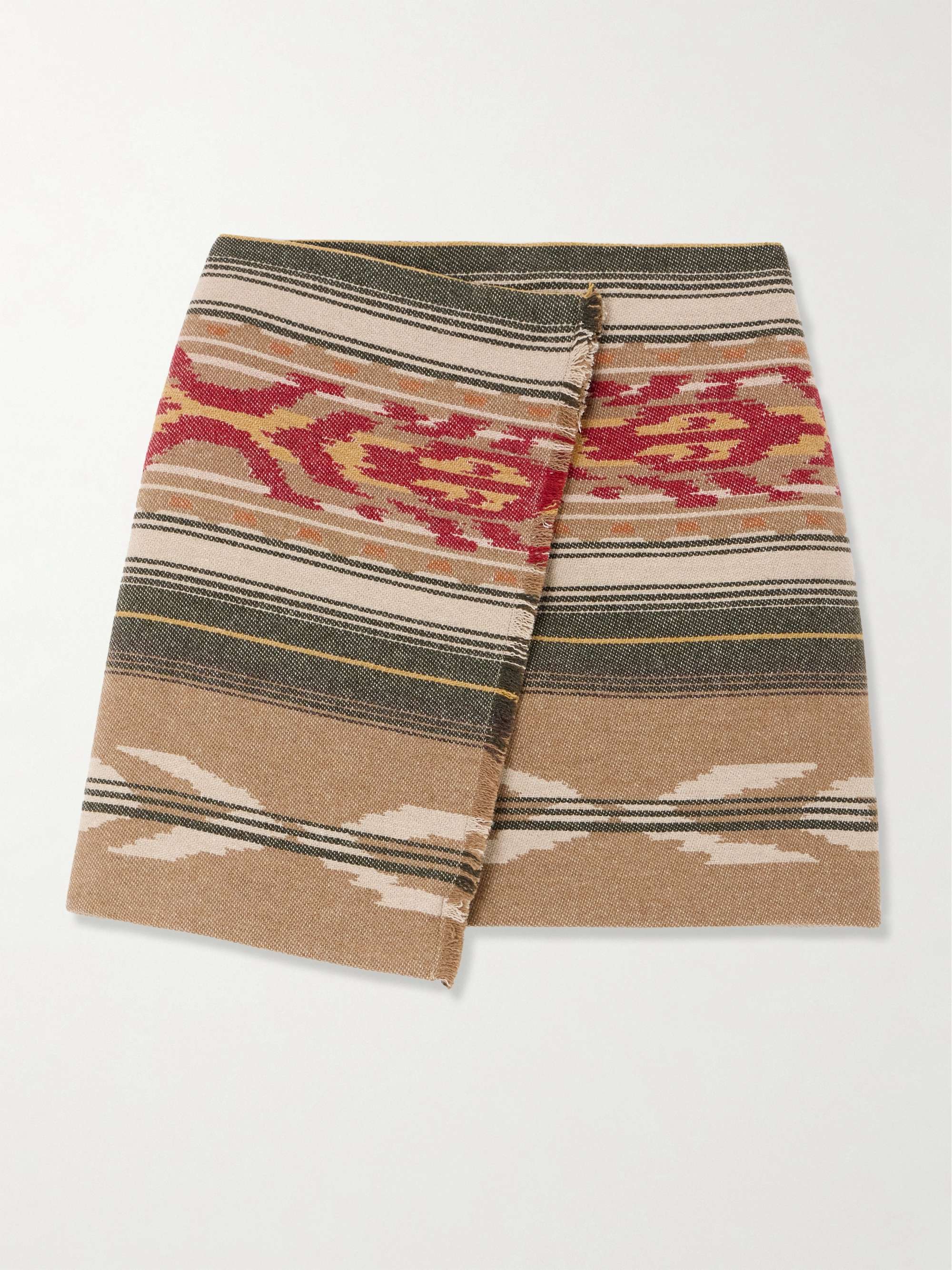 Adelaide frayed wool-blend jacquard mini wrap skirt view