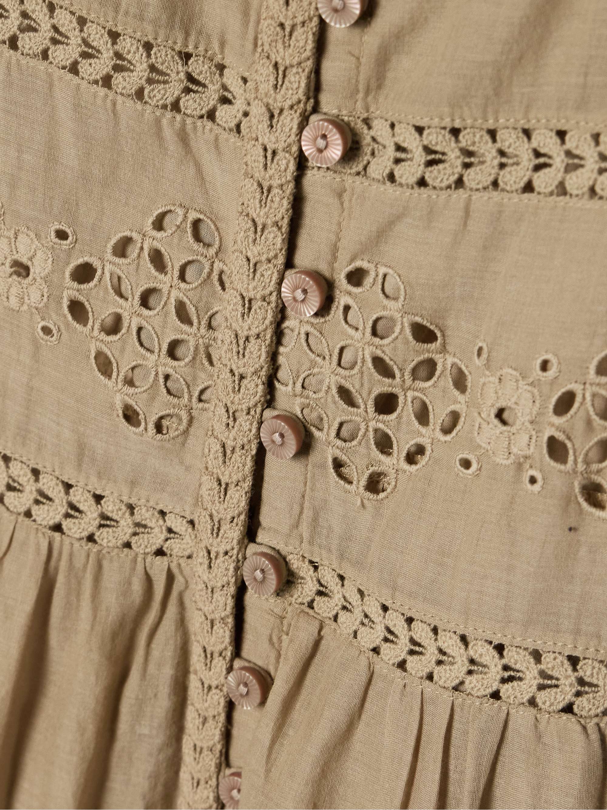 Divine lace-trimmed broderie anglaise cotton-voile midi dress view