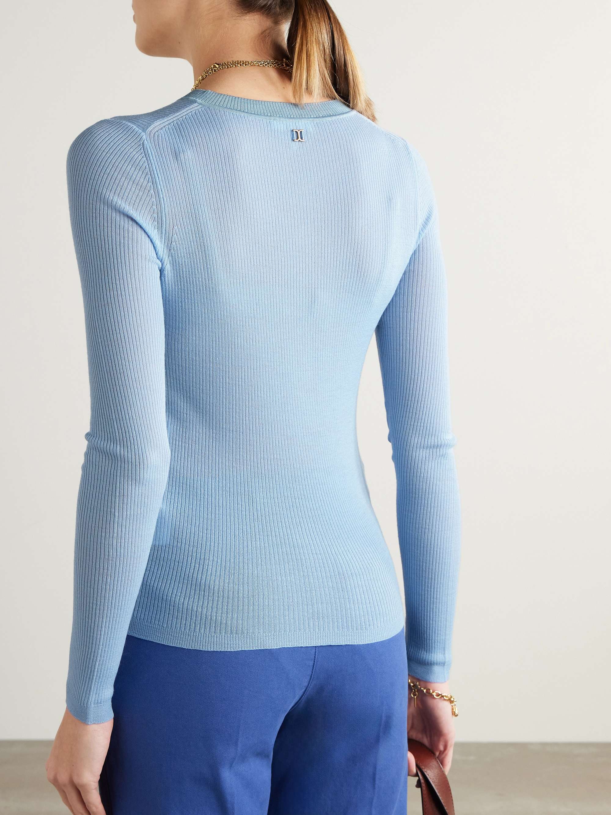 Silk-trimmed ribbed wool sweater view