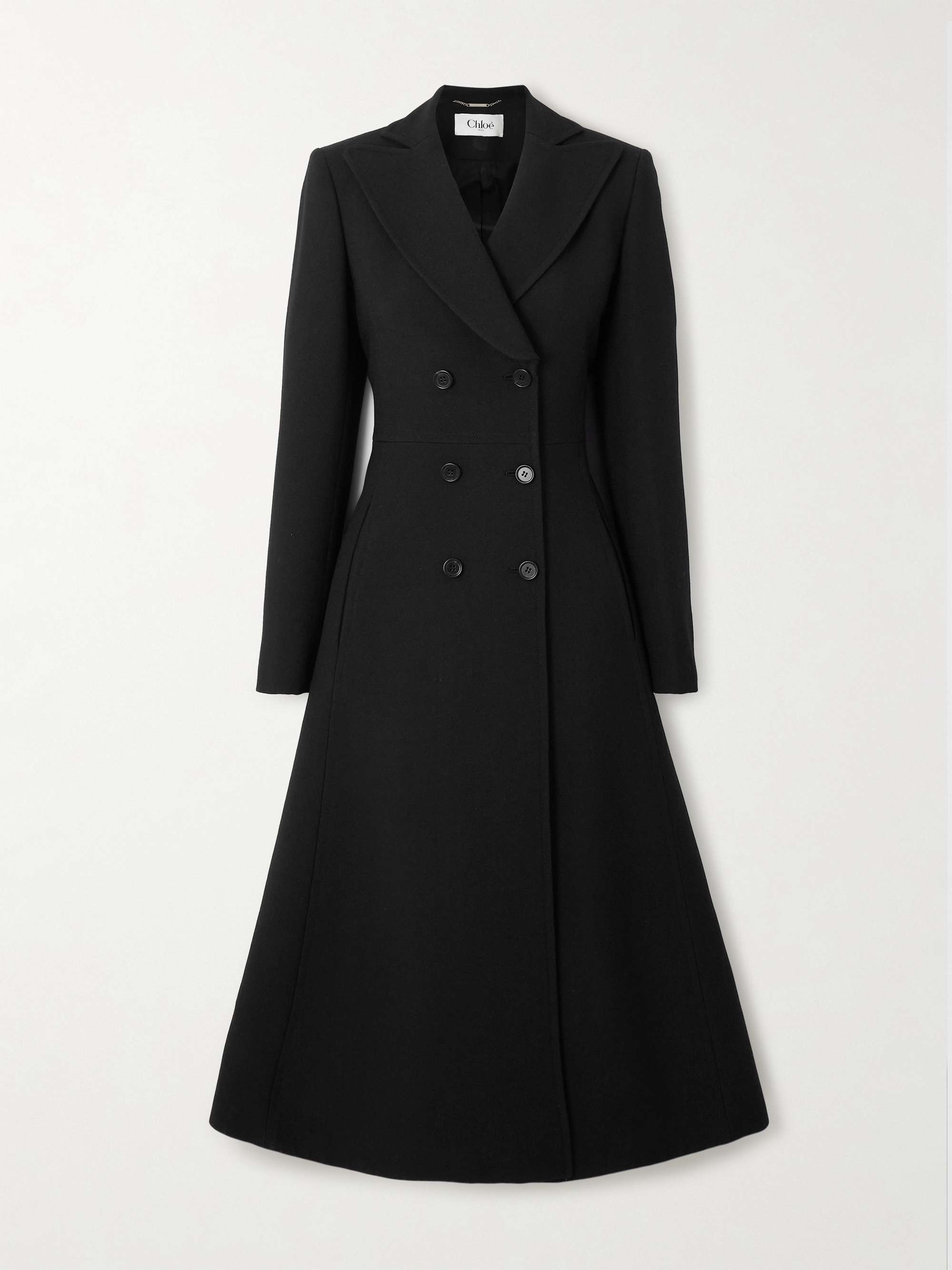 Double-breasted wool-crepe coat view