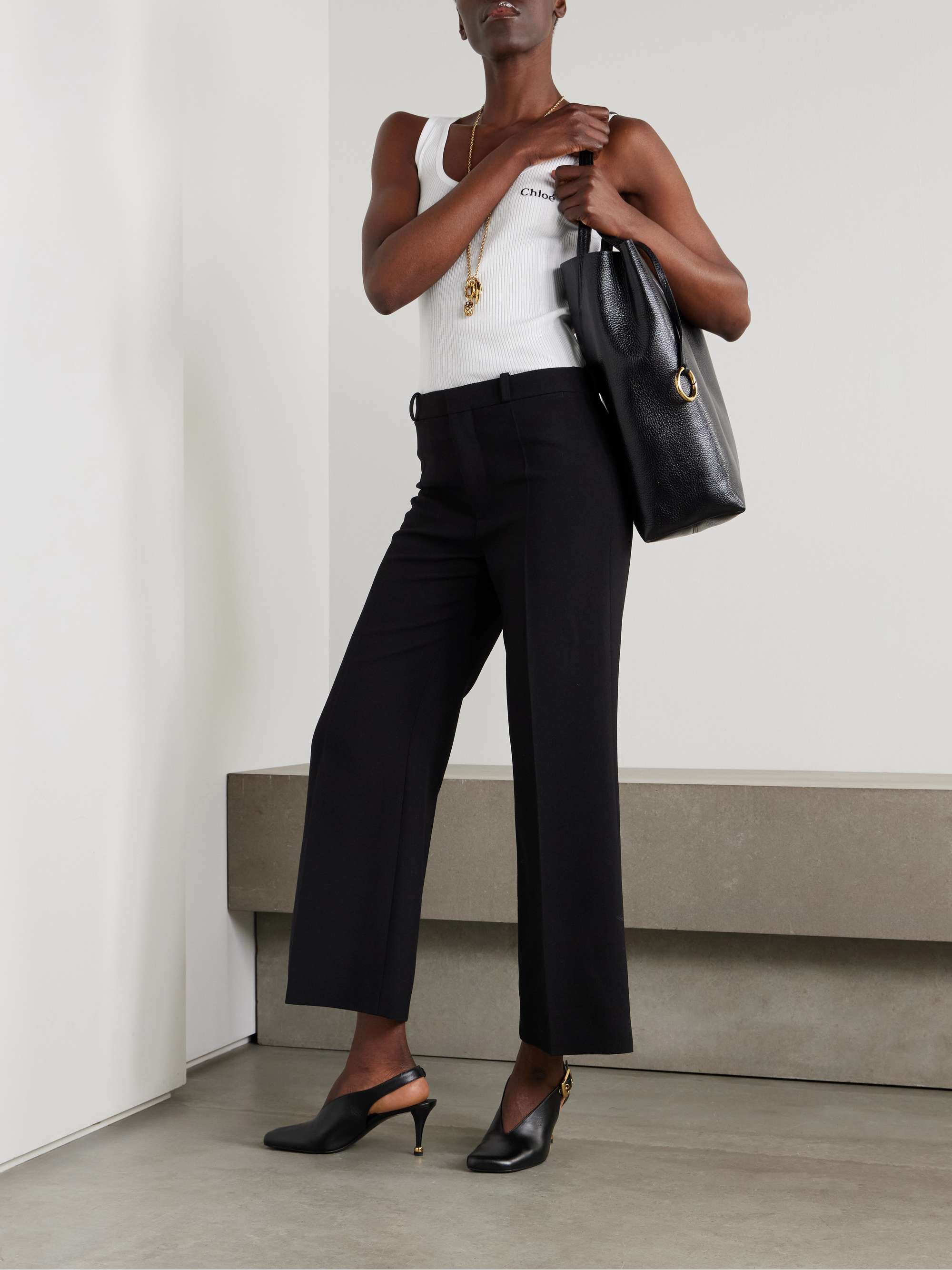 Wool flared pants view