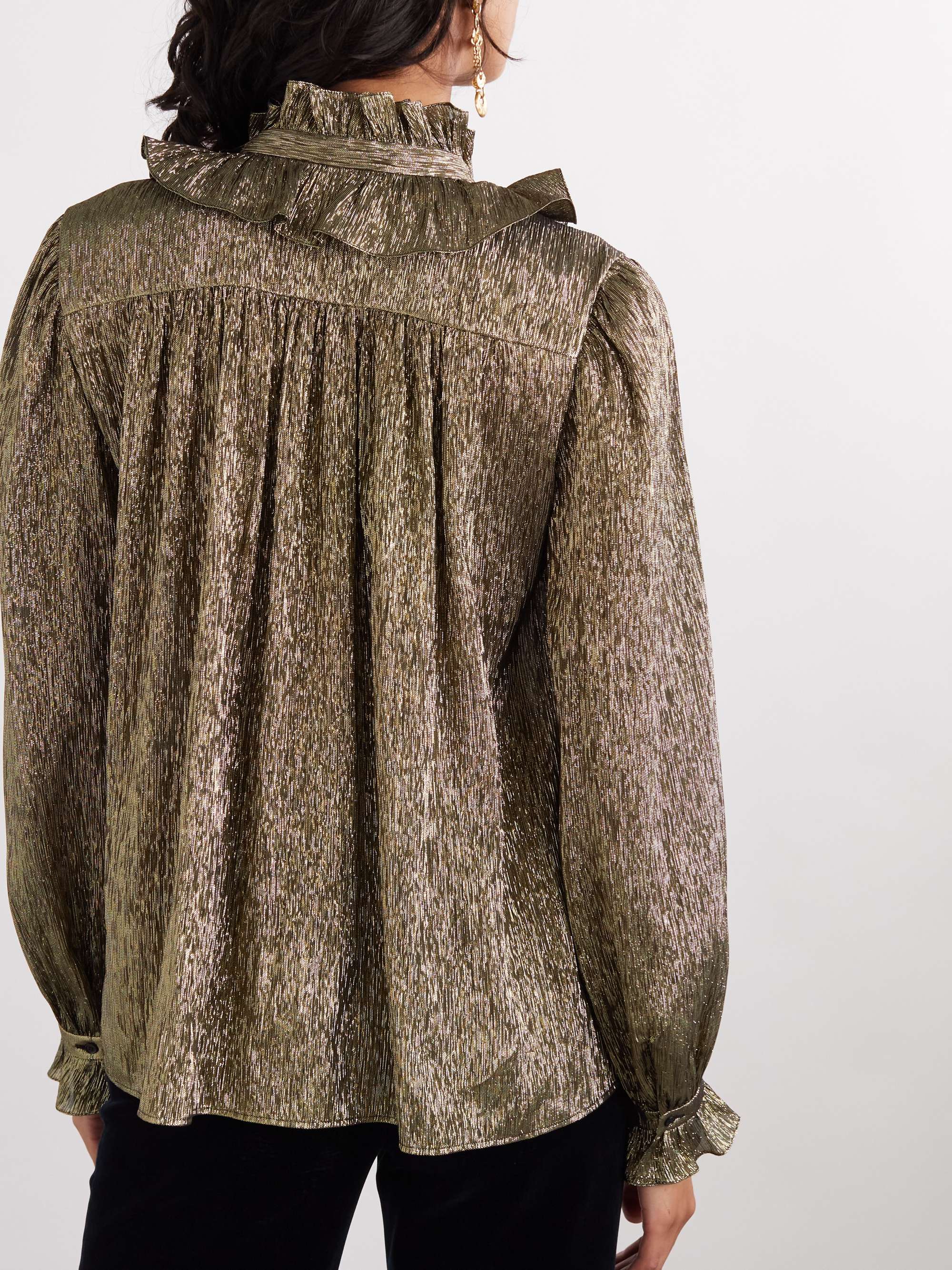 Pussy-bow metallic chiffon blouse view