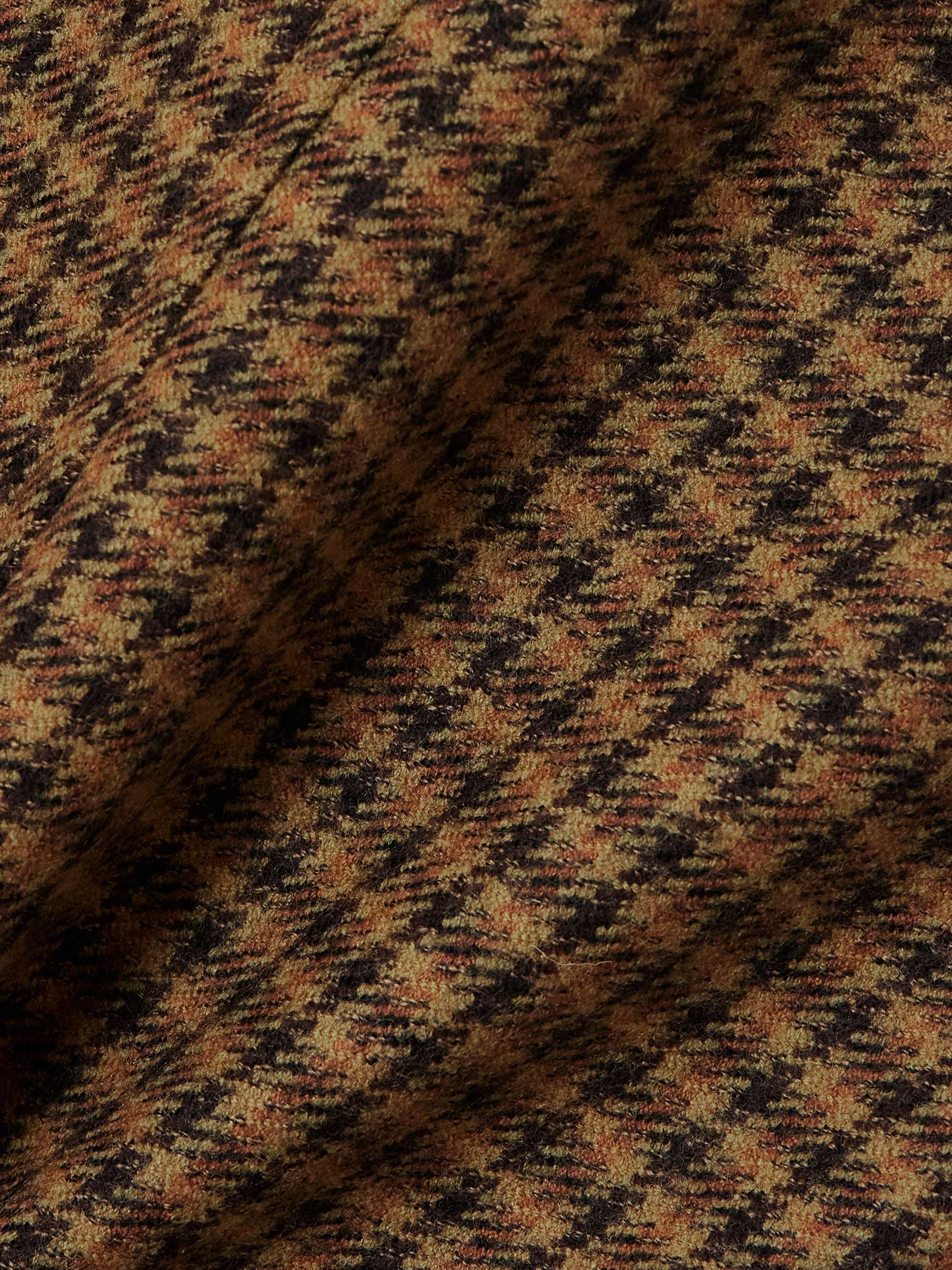 Oversized leather-trimmed checked wool coat view