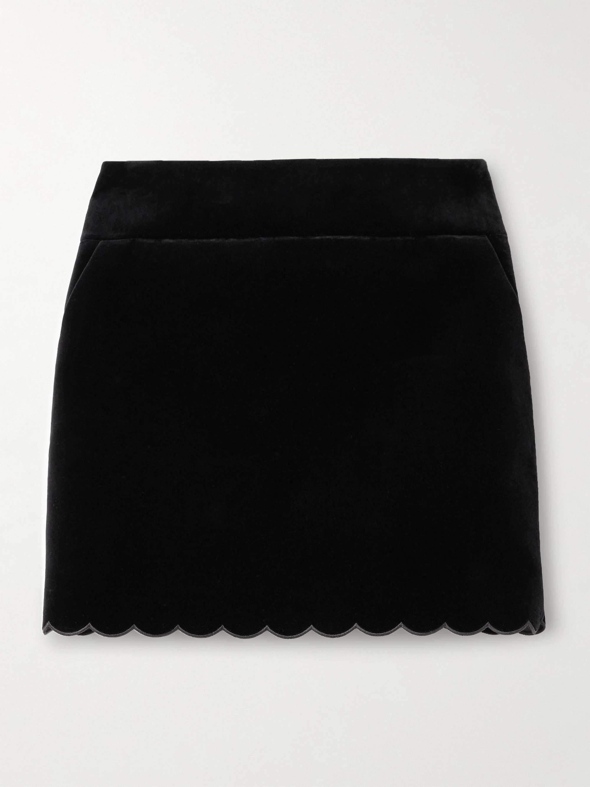 Scalloped velvet mini skirt view