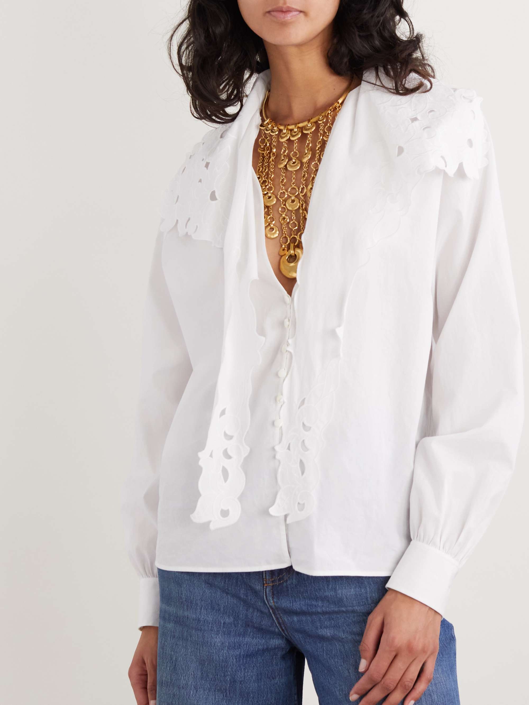 Broderie anglaise cotton-poplin shirt view