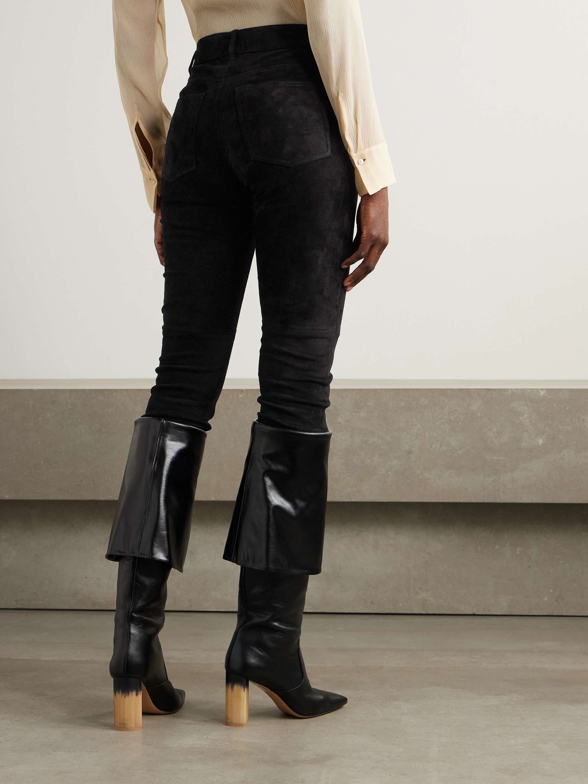 Suede skinny pants view