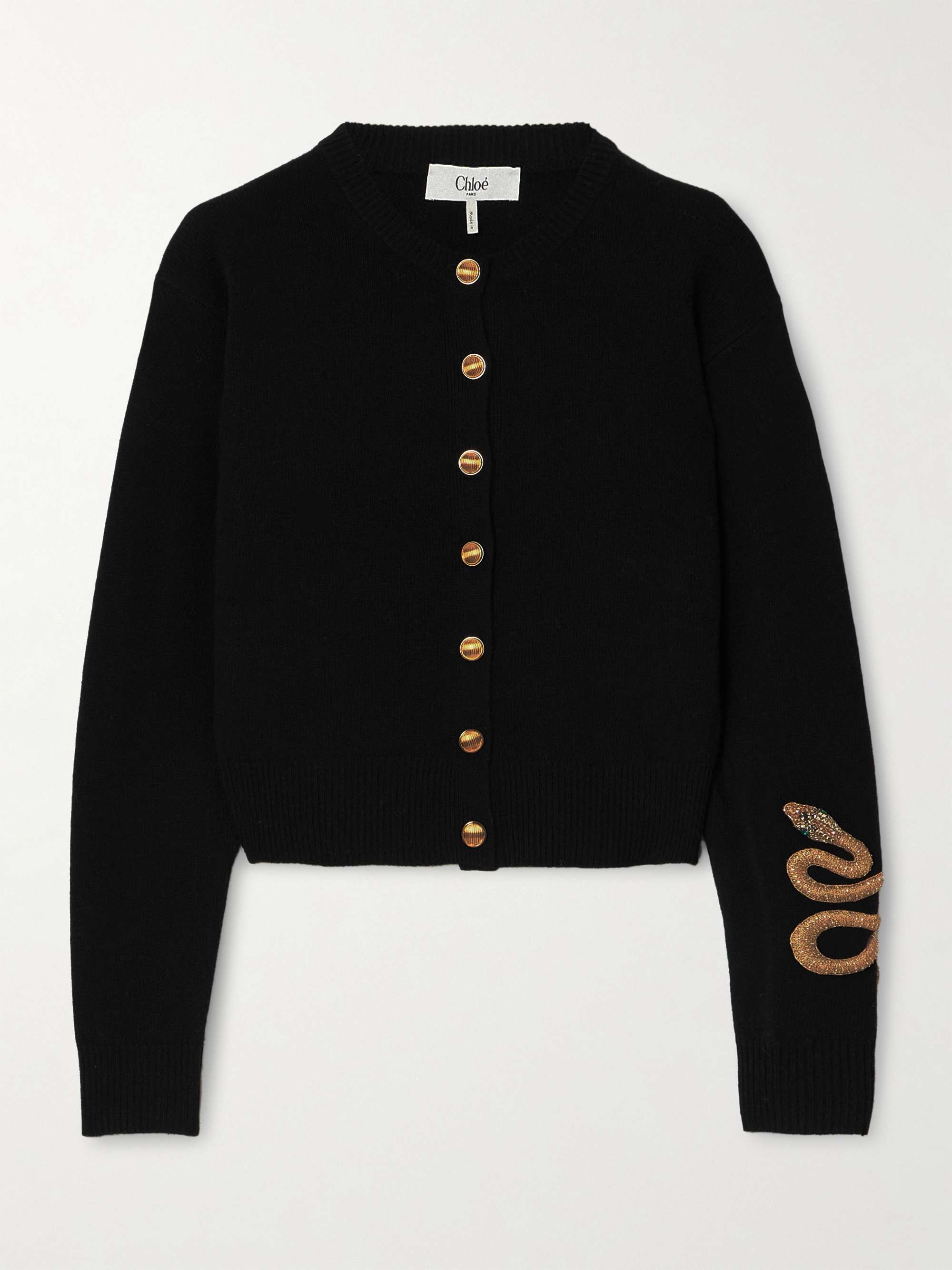 Crystal-embellished embroidered wool and cashmere-blend cardigan view