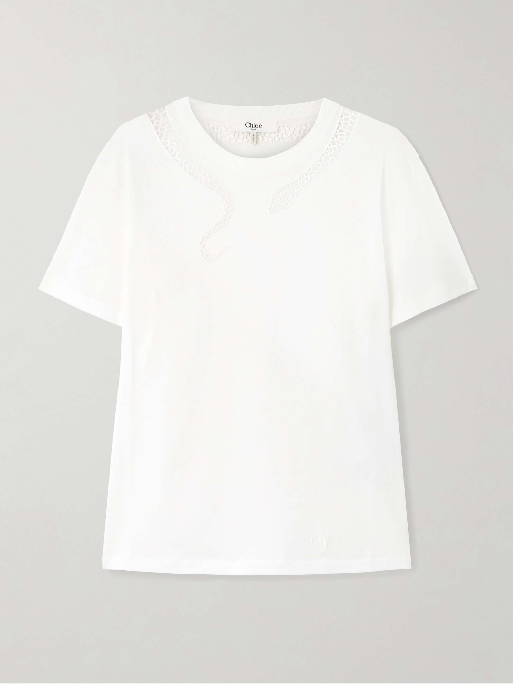 Crochet-trimmed cotton-jersey T-shirt view