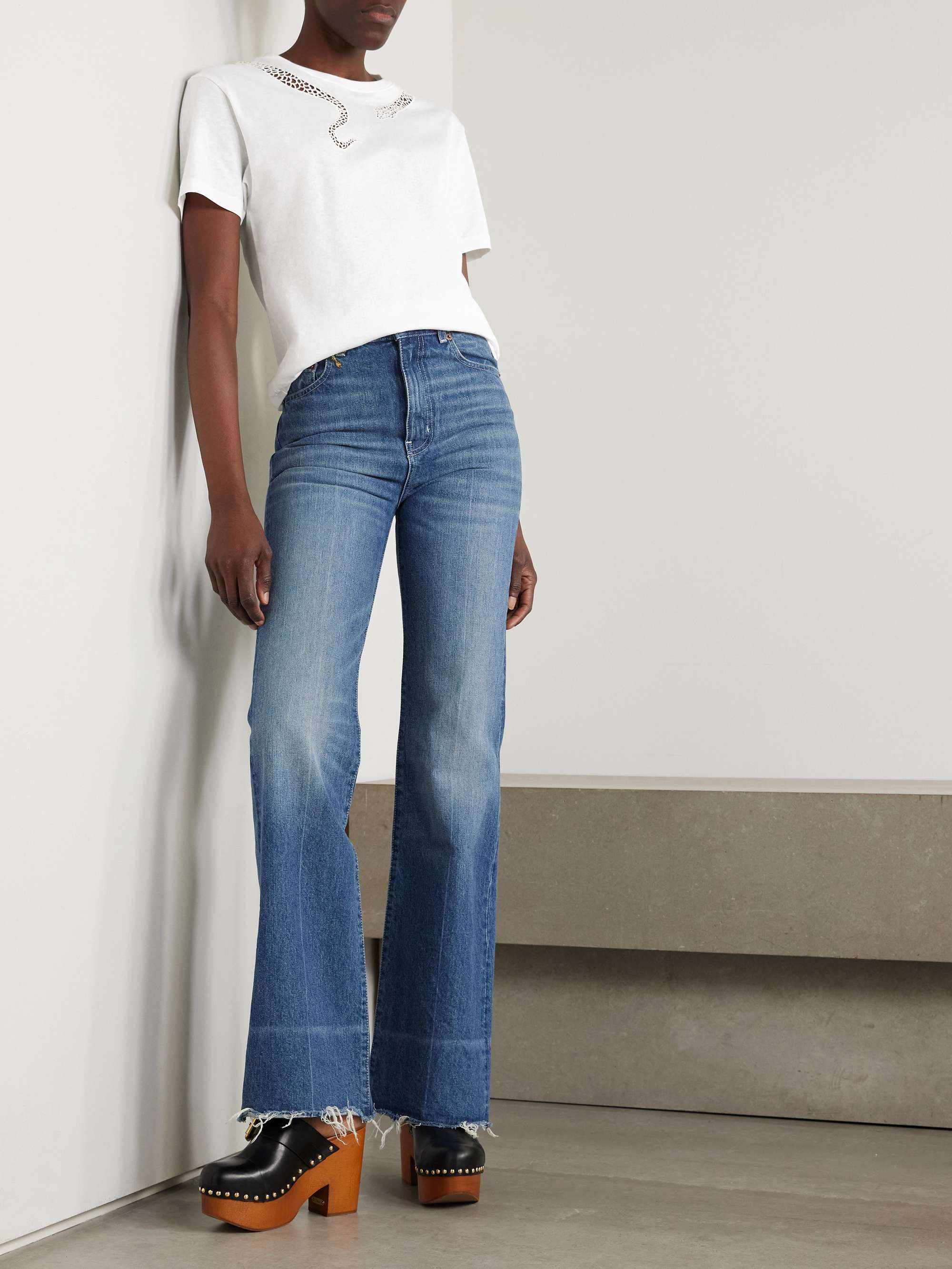 Crochet-trimmed cotton-jersey T-shirt view