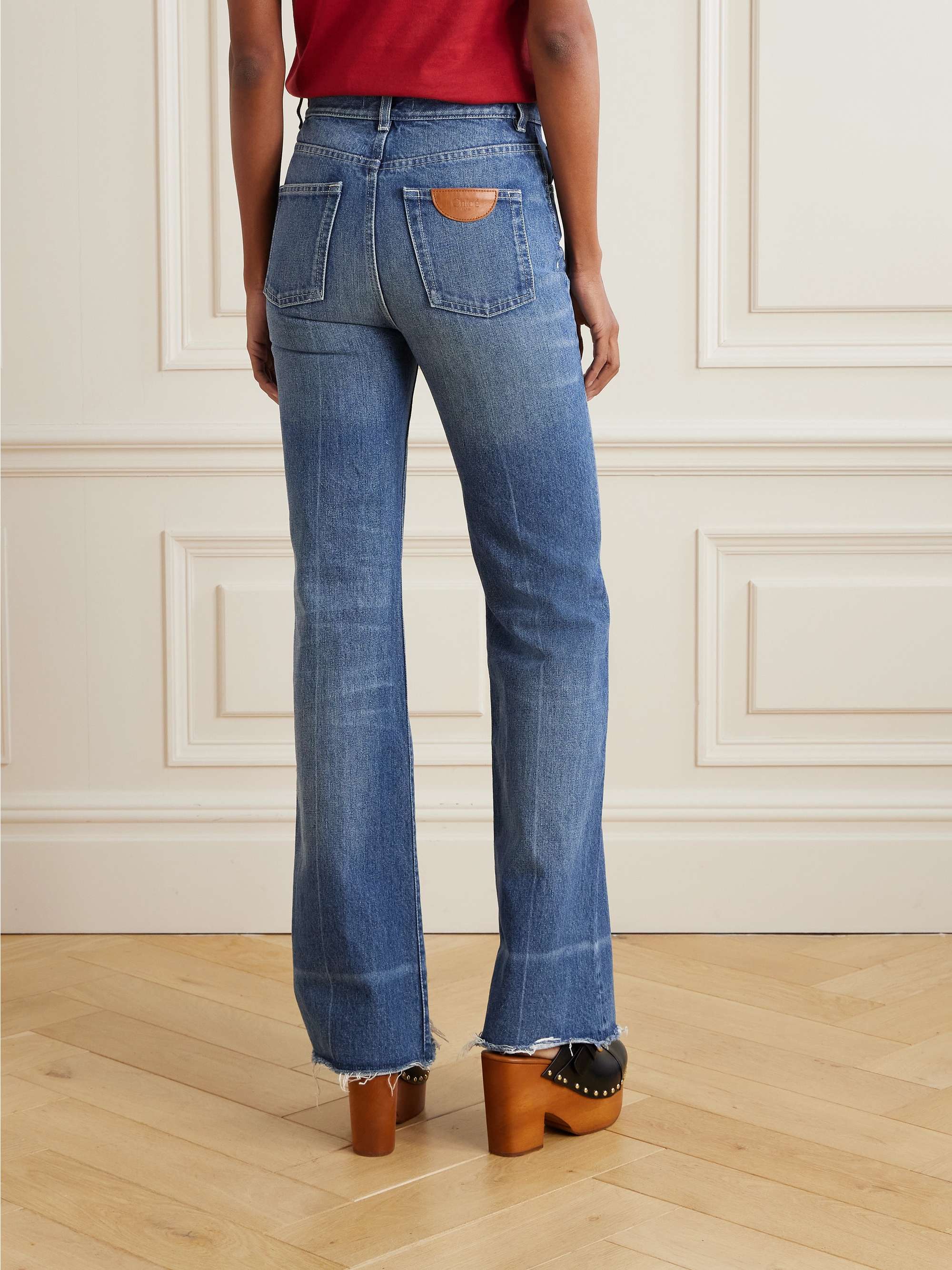 Snake frayed embellished straight-leg jeans view