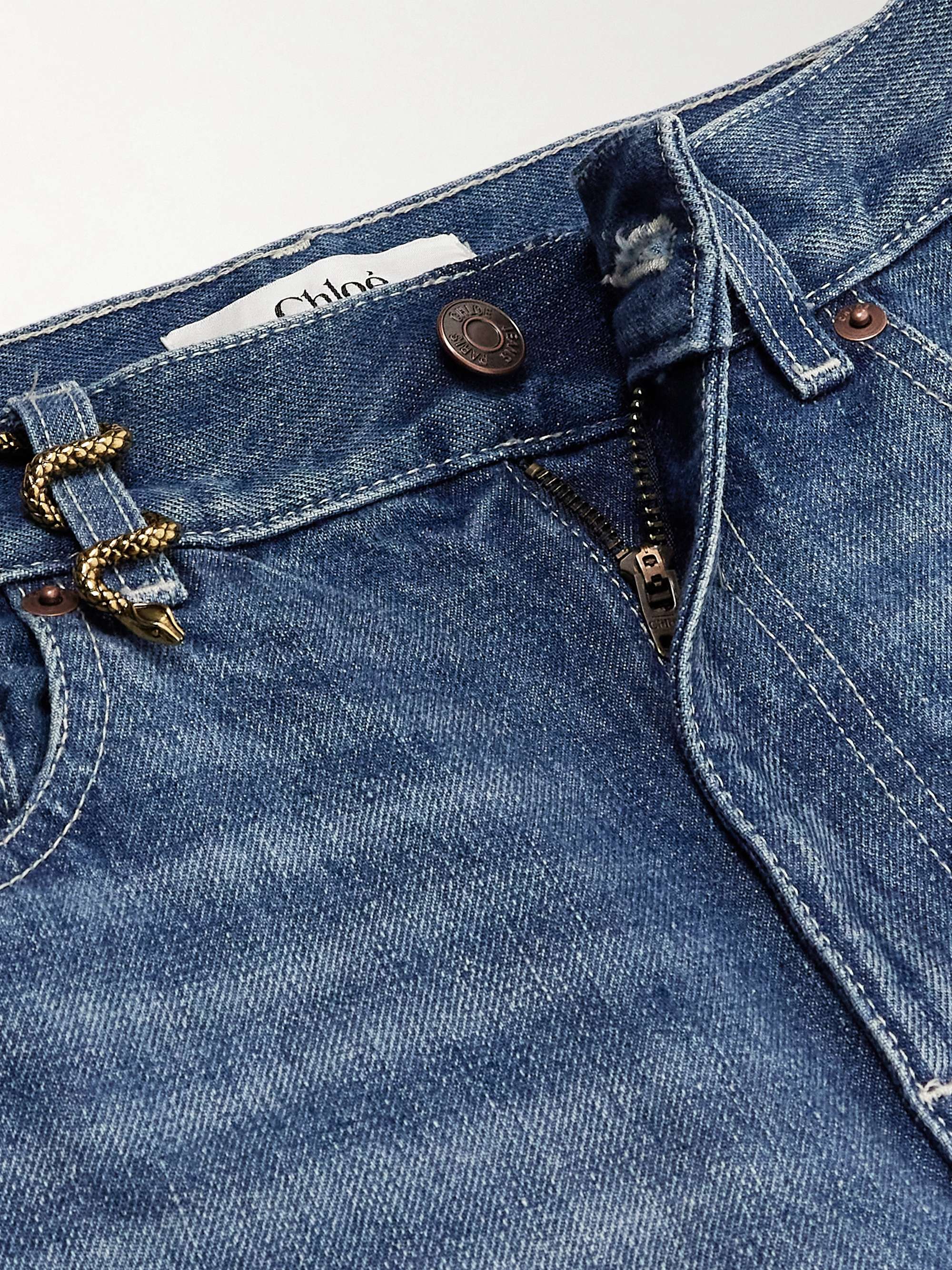 Snake frayed embellished straight-leg jeans view