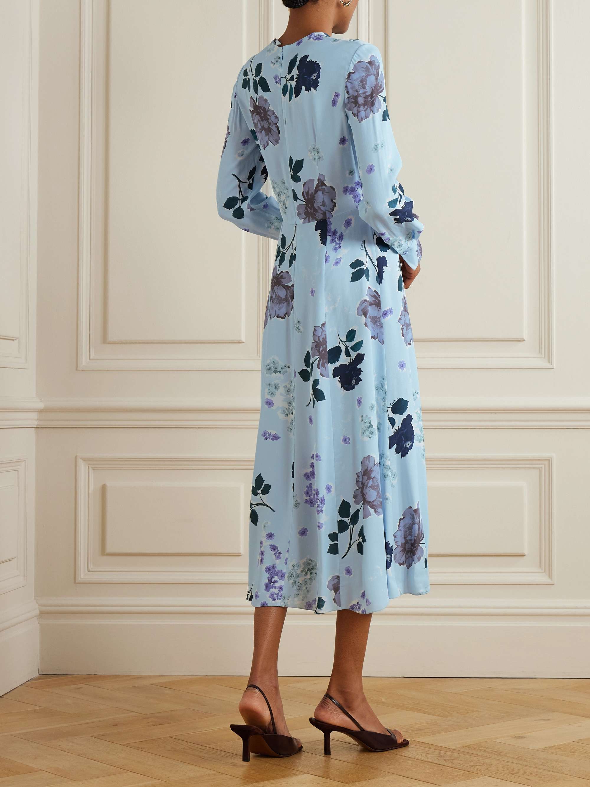 Margot pleated floral-print silk crepe de chine midi dress view