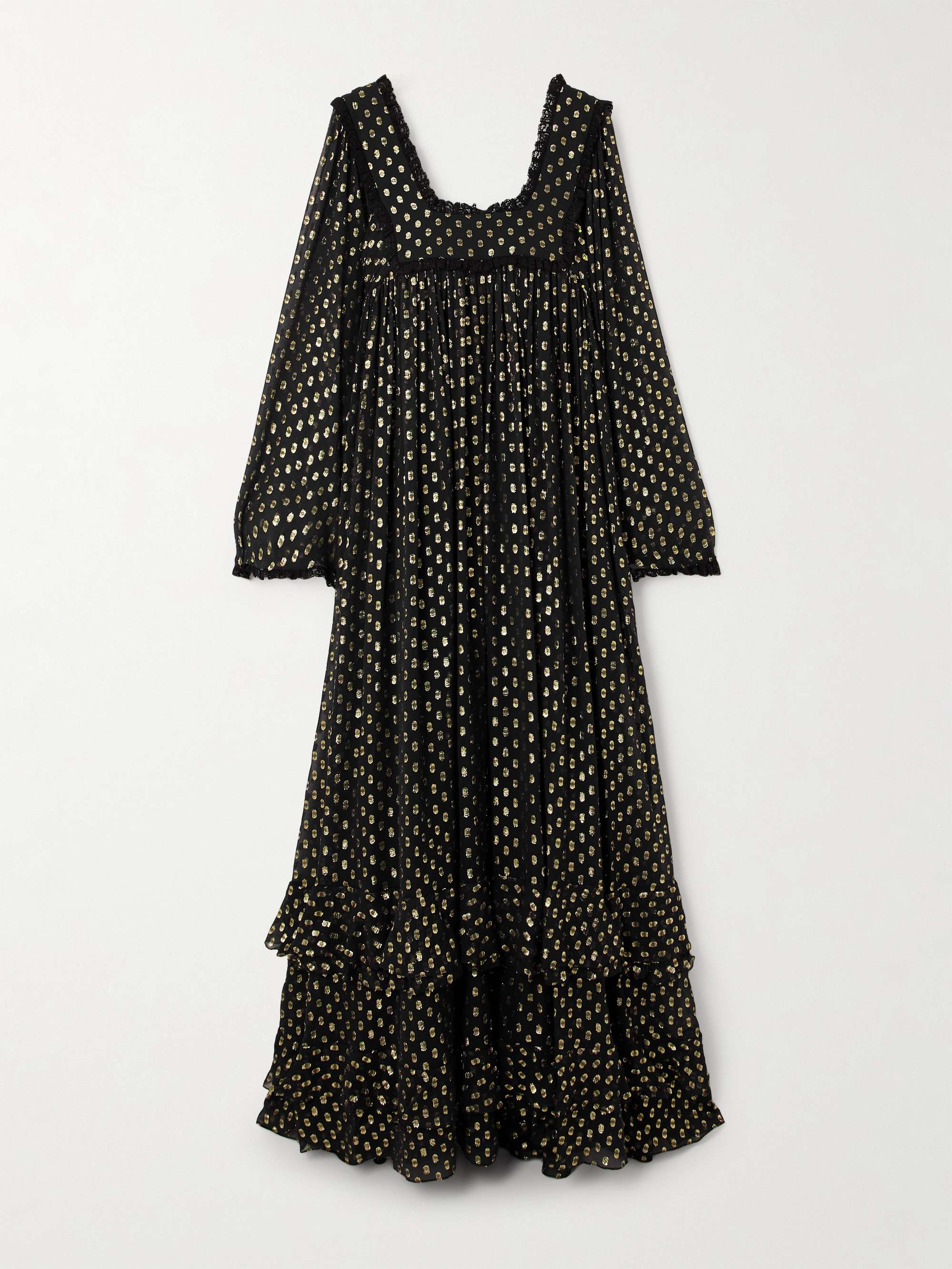 Lace-trimmed fil coupé silk-blend chiffon gown view