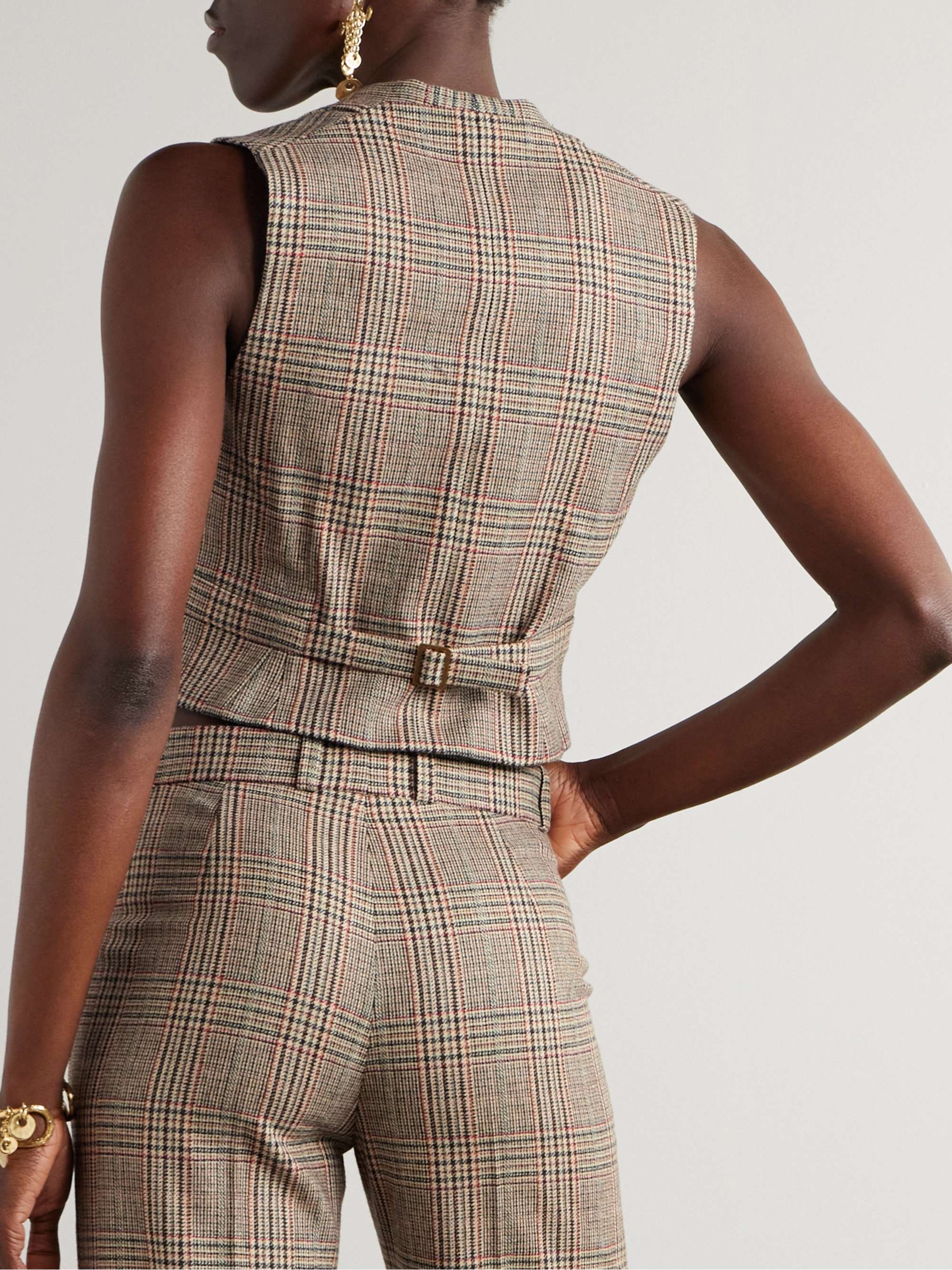 Checked wool-blend vest view