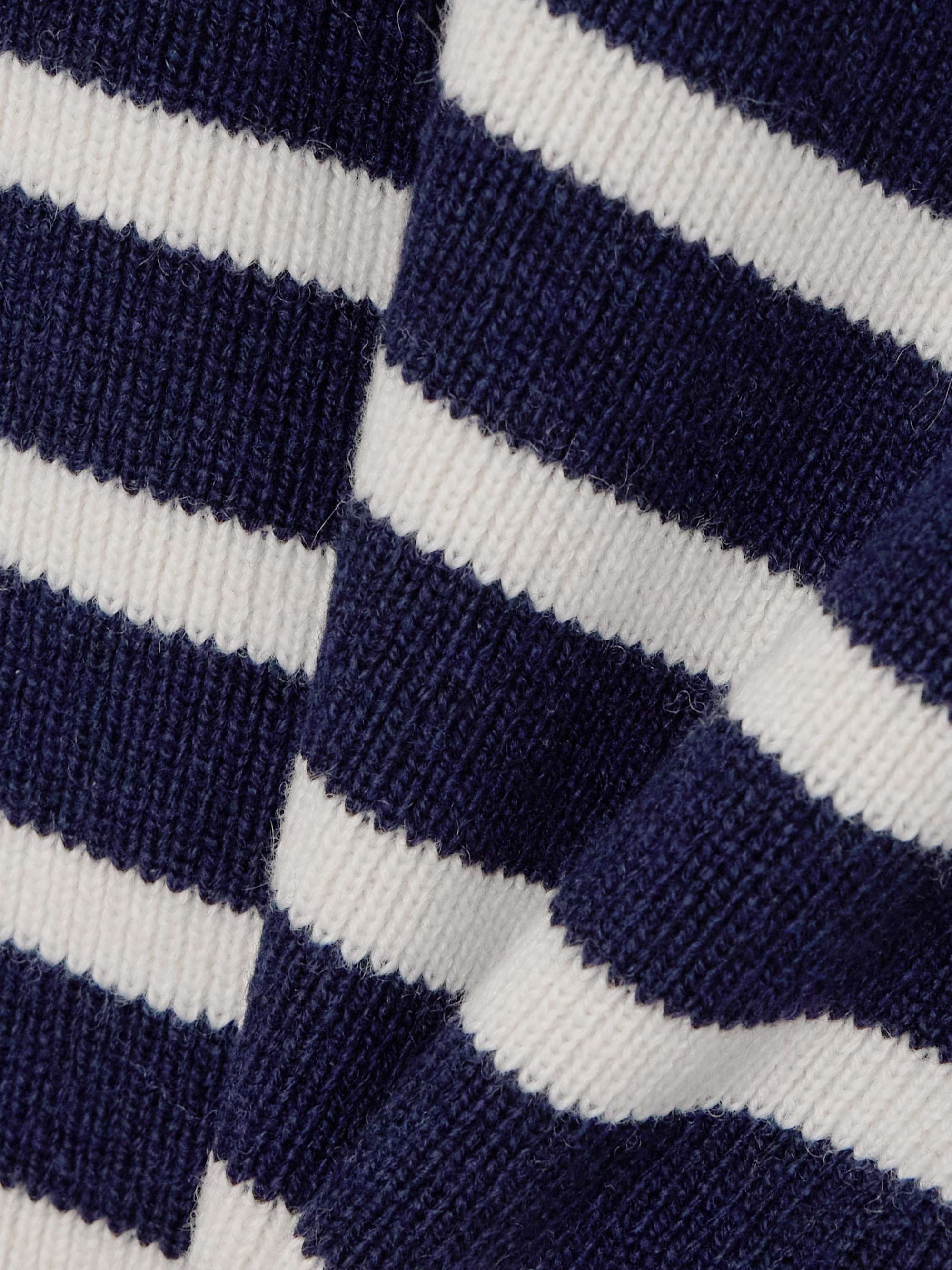 Button-embellished striped wool and cashmere-blend sweater view