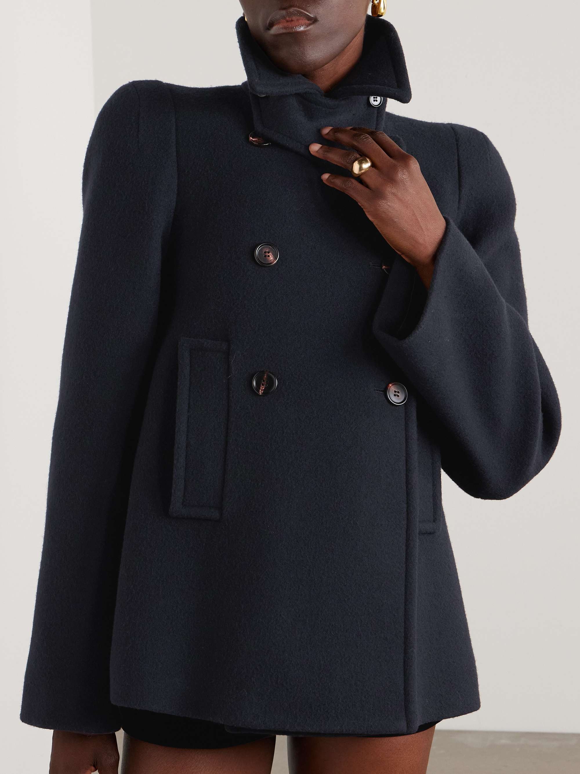 Double-breasted wool-blend coat view
