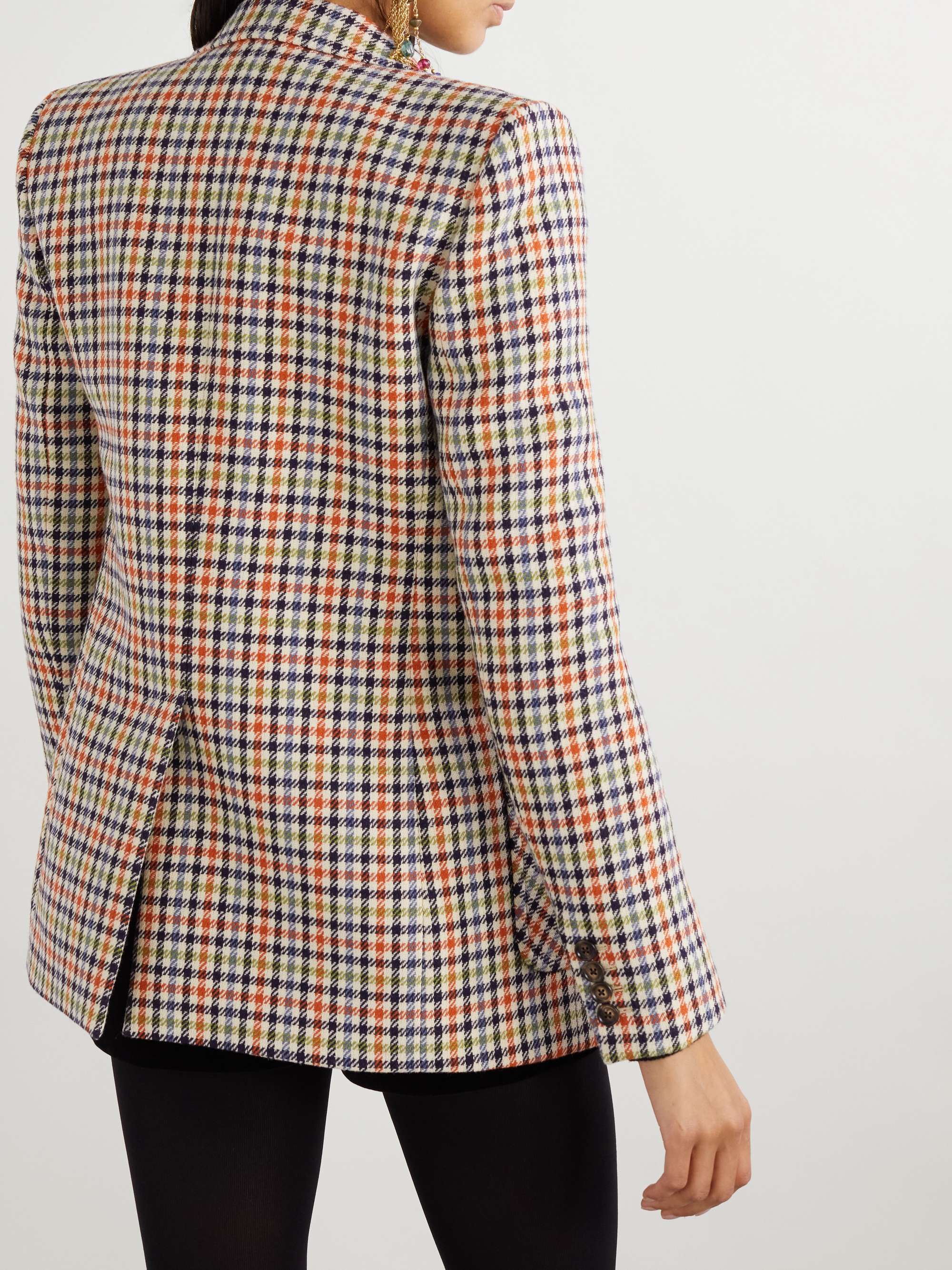 Checked wool-blend blazer view