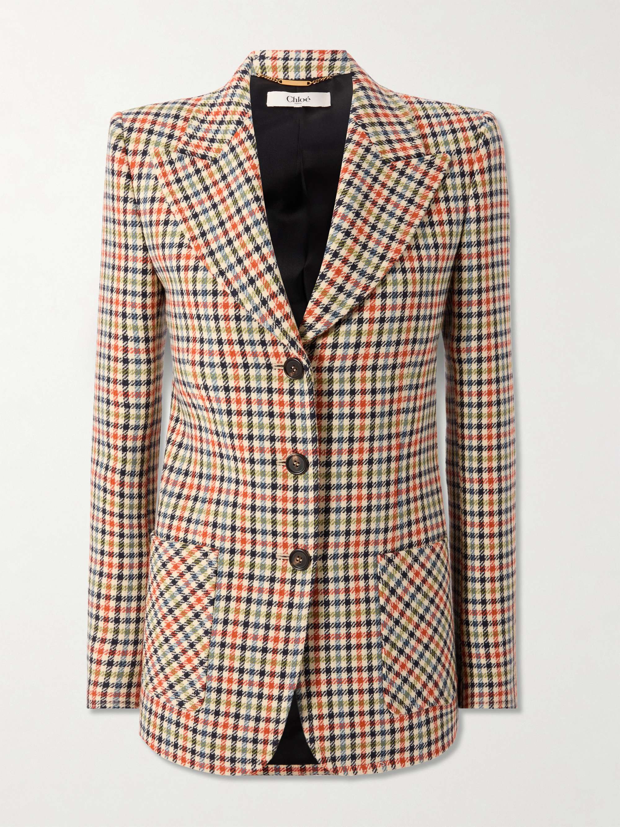 Checked wool-blend blazer view