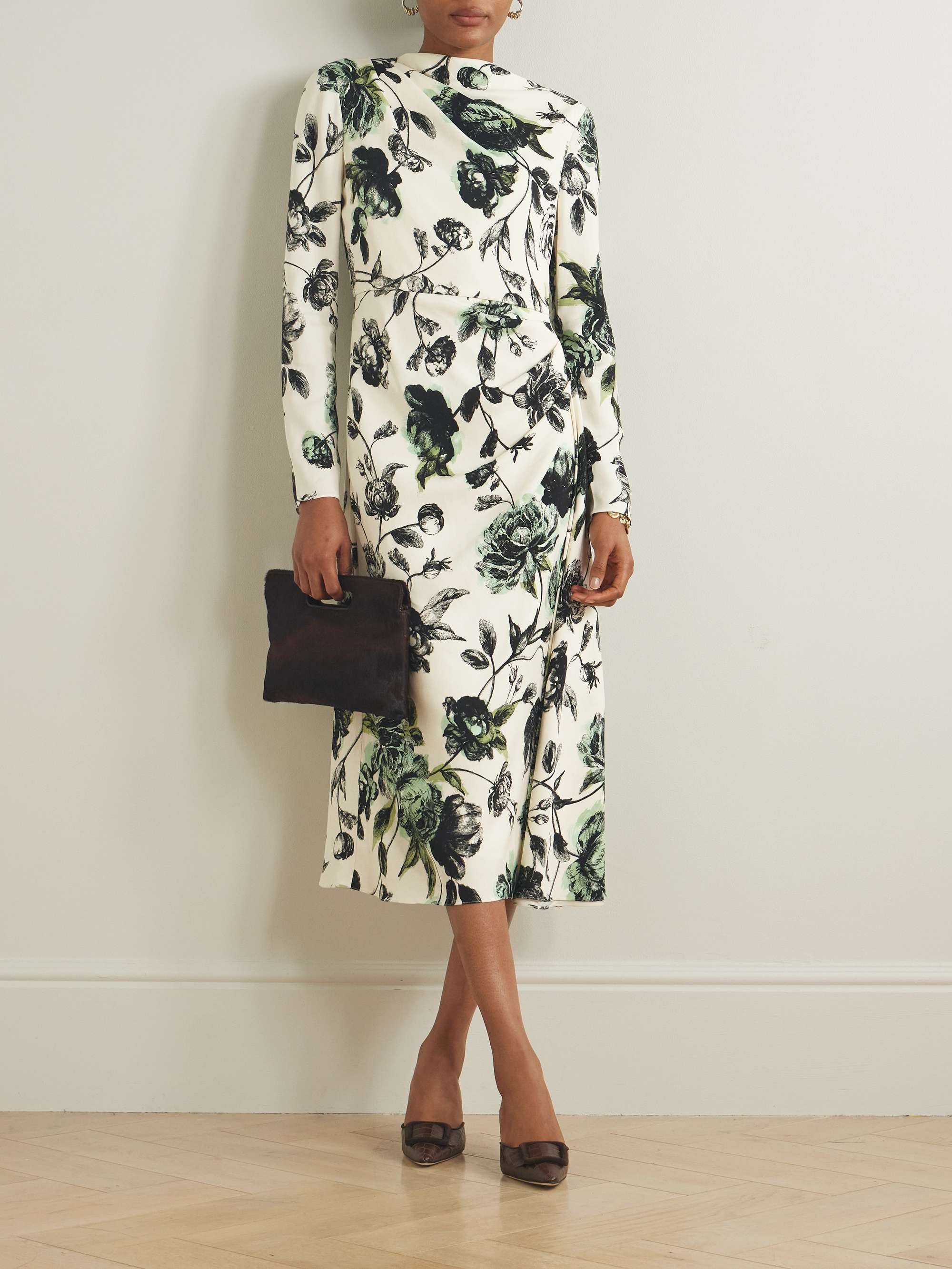Violetta draped gathered crepe midi dress view