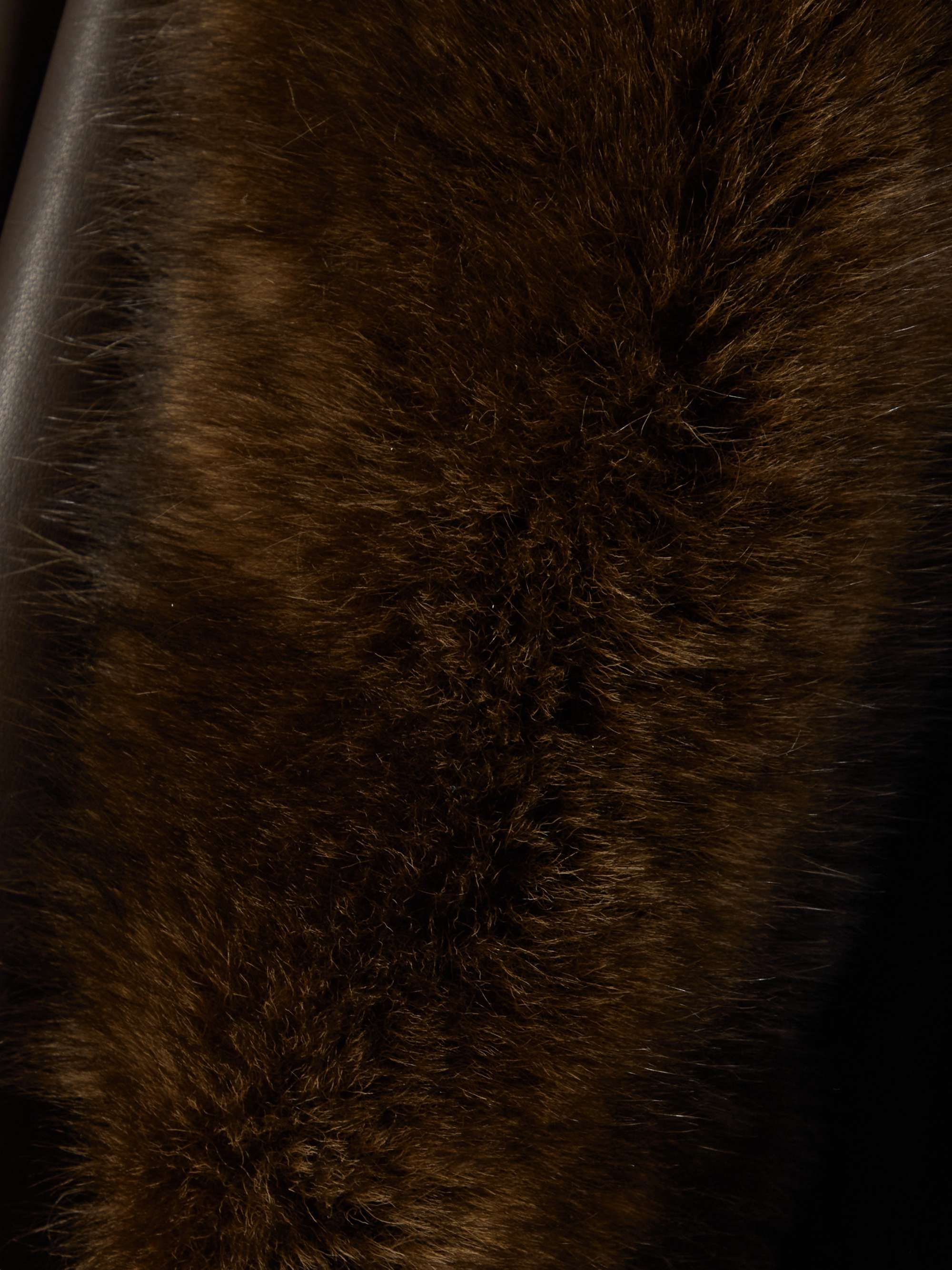 Oversized belted shearling-trimmed leather coat view