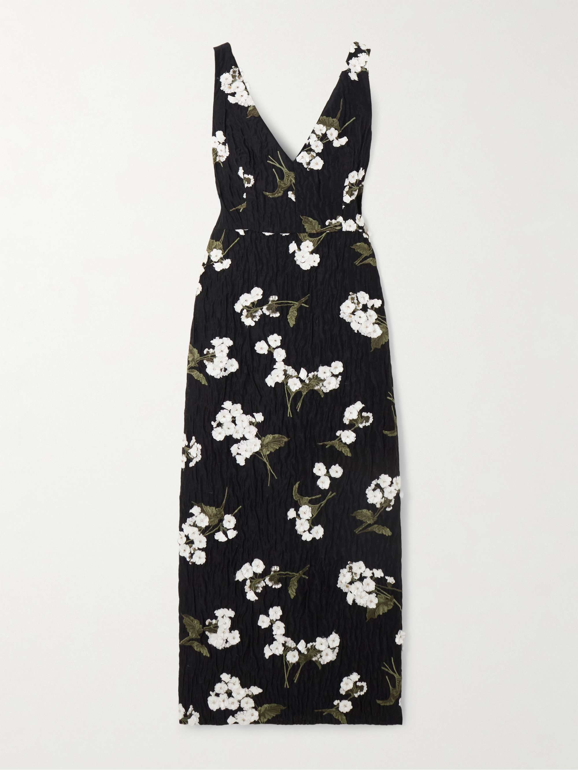 Embellished embroidered wool-blend cloquè midi dress view
