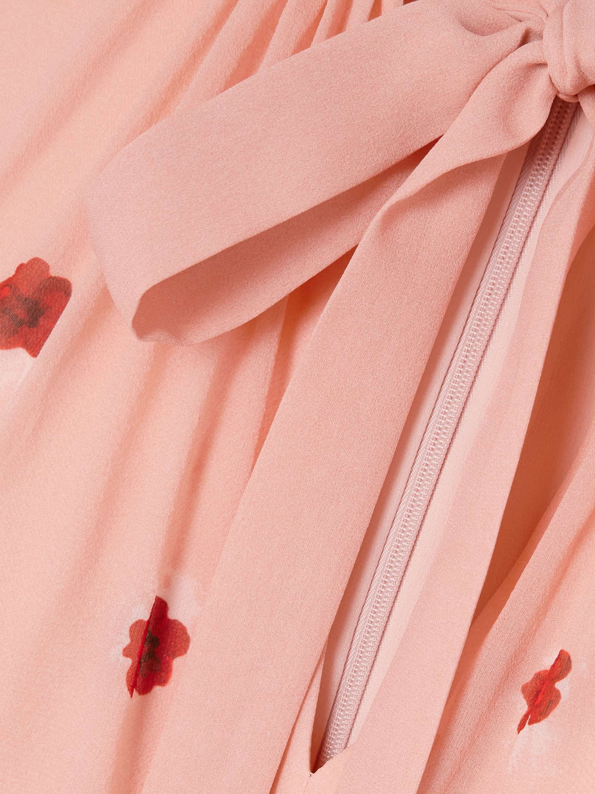 Tie-detailed floral-print silk-georgette gown view