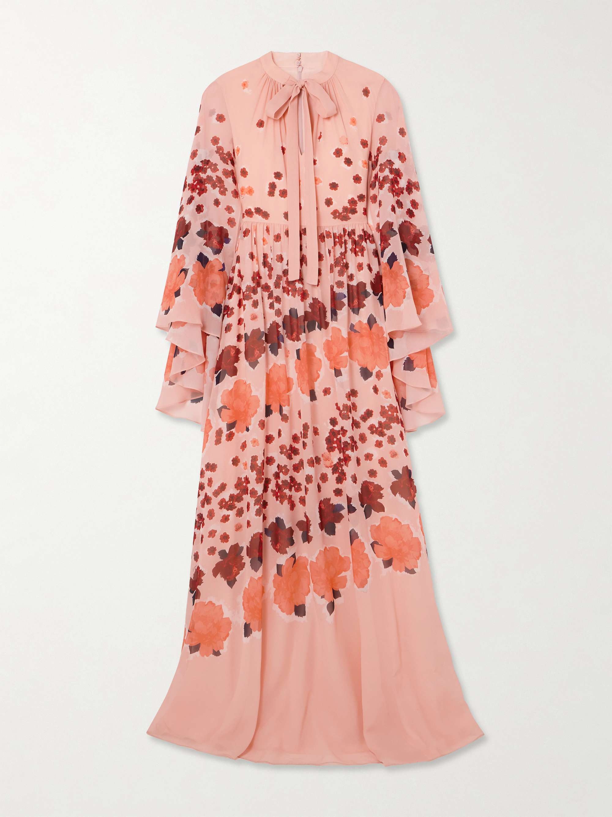 Tie-detailed floral-print silk-georgette gown view