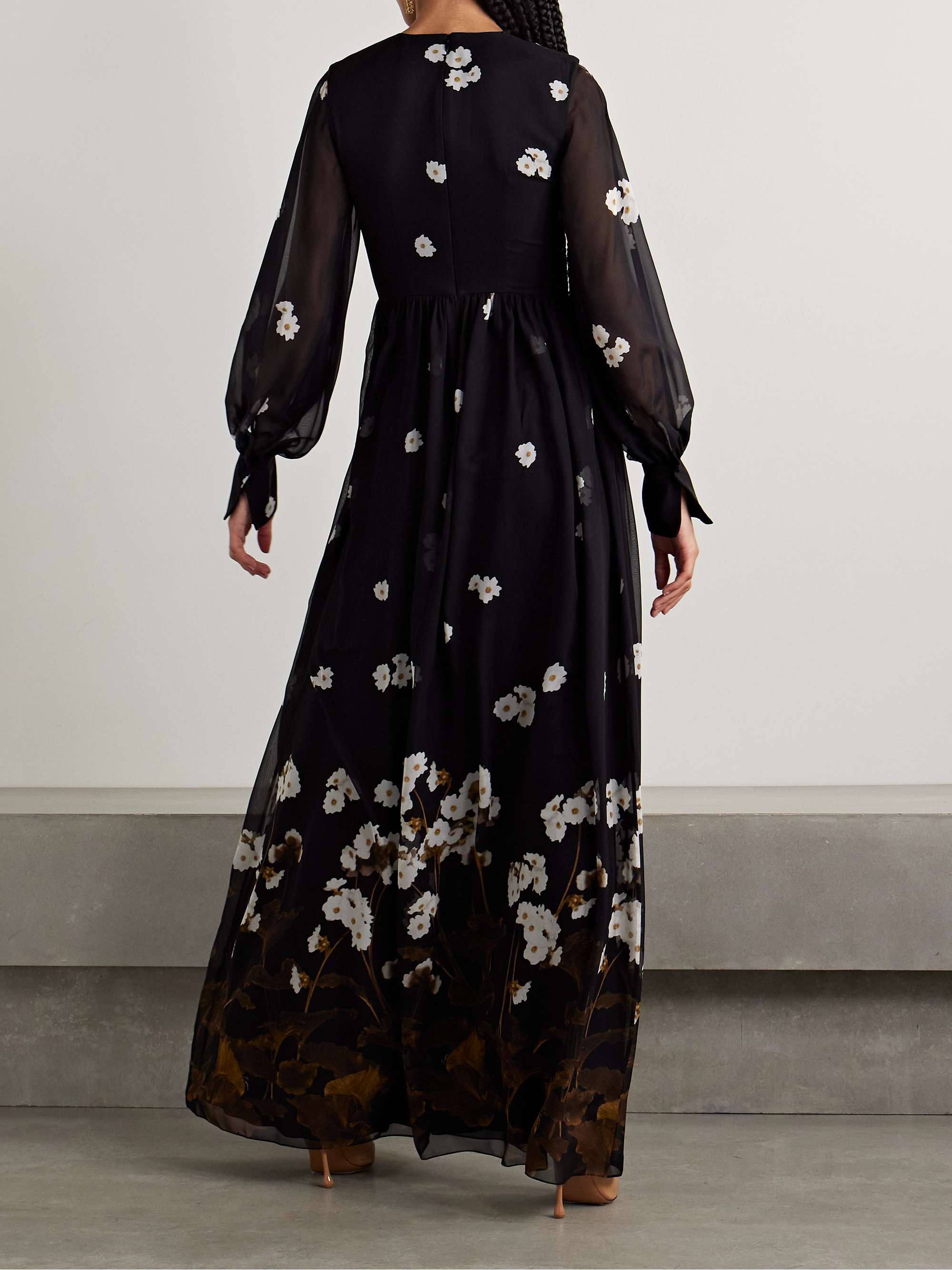 Elena gathered floral-print silk-chiffon gown view