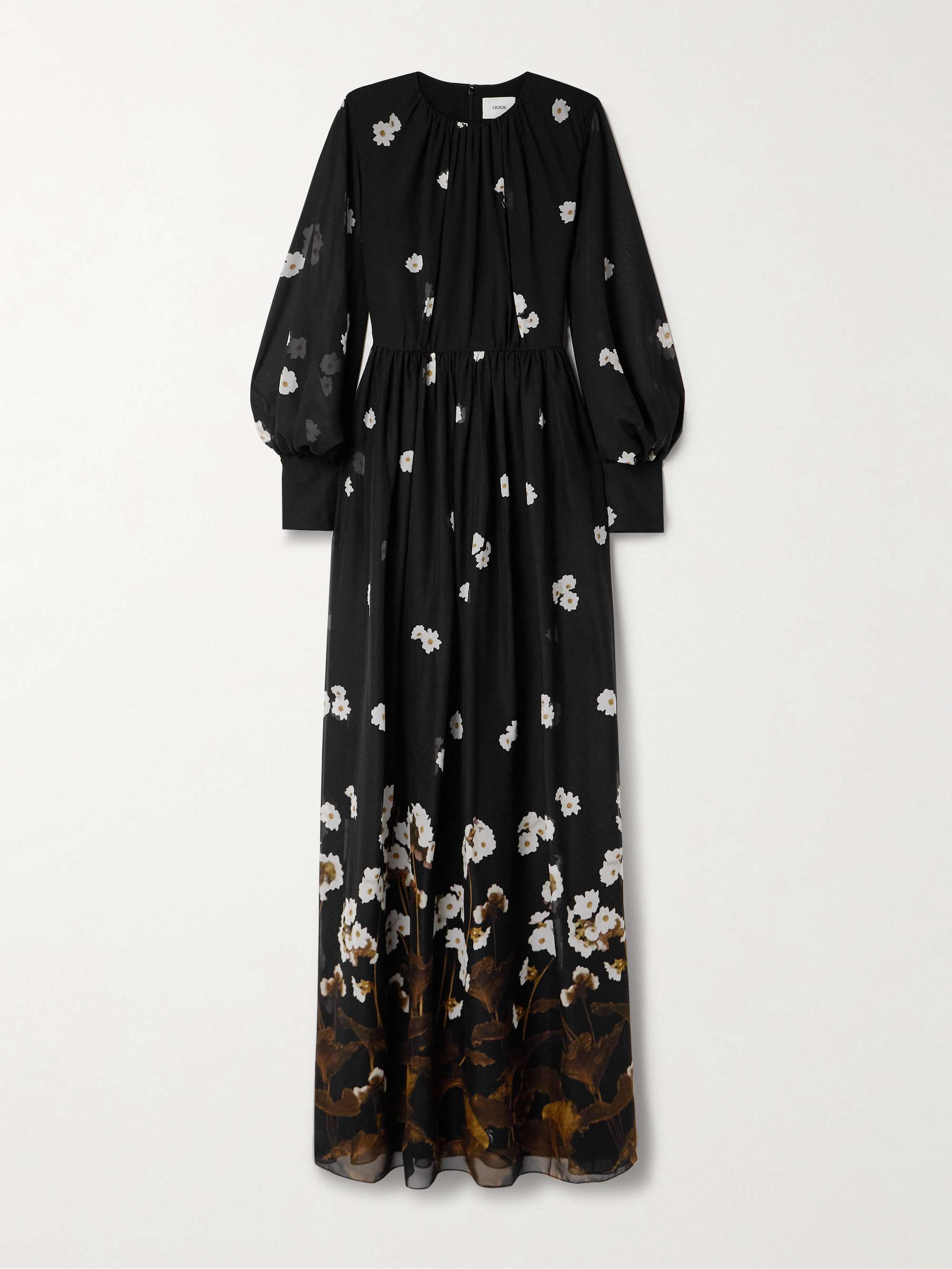 Elena gathered floral-print silk-chiffon gown view