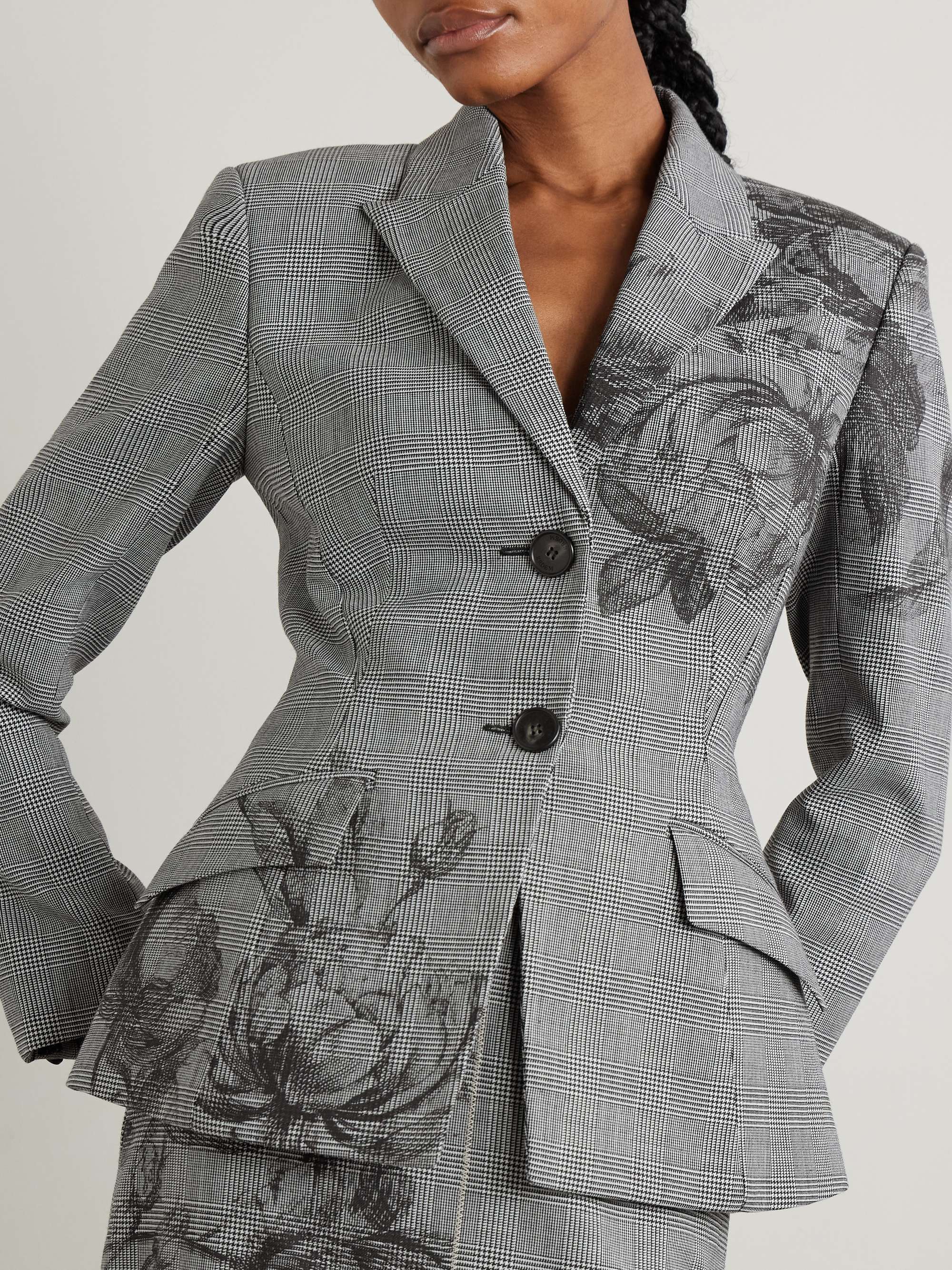 Violetta Prince of Wales floral-print woven blazer view