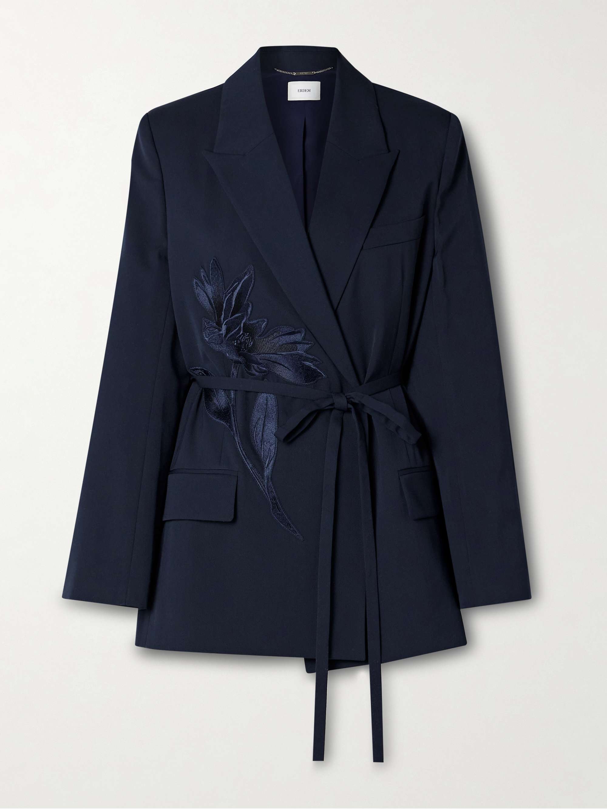 Belted appliquéd crepe blazer view