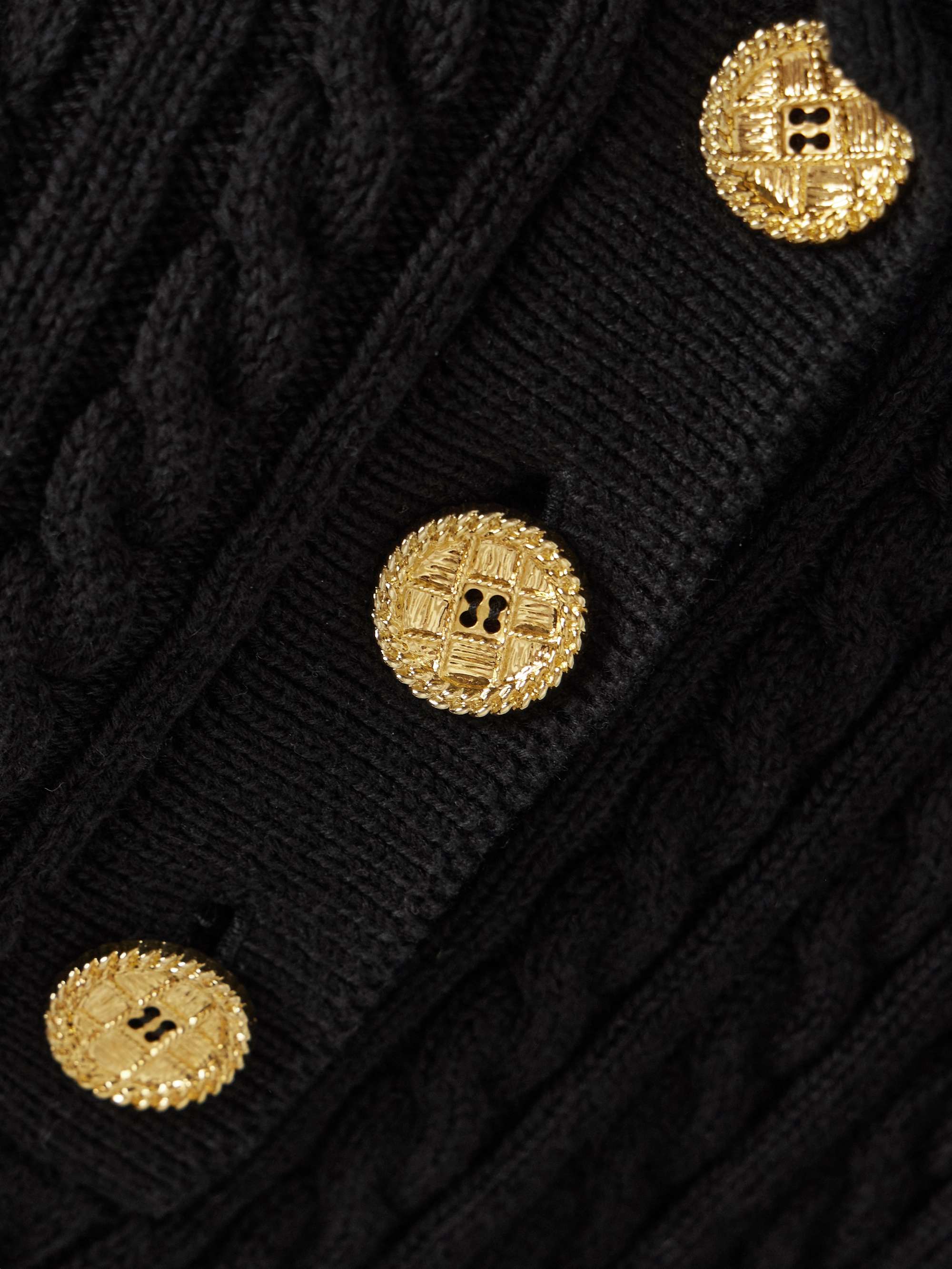 Cropped cable-knit cotton polo shirt view