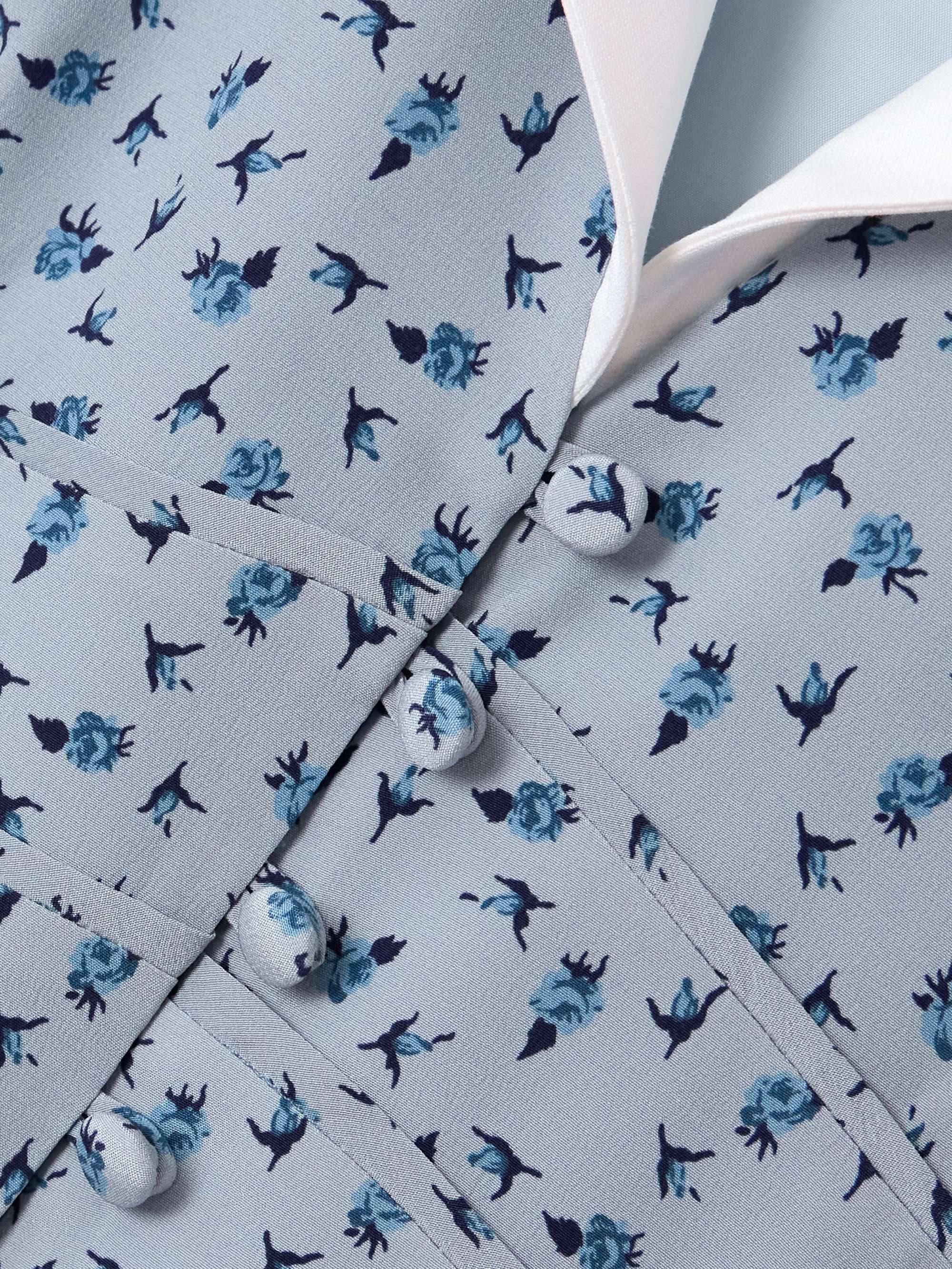 Mikado-trimmed floral-print silk-crepe de chine midi shirt dress view