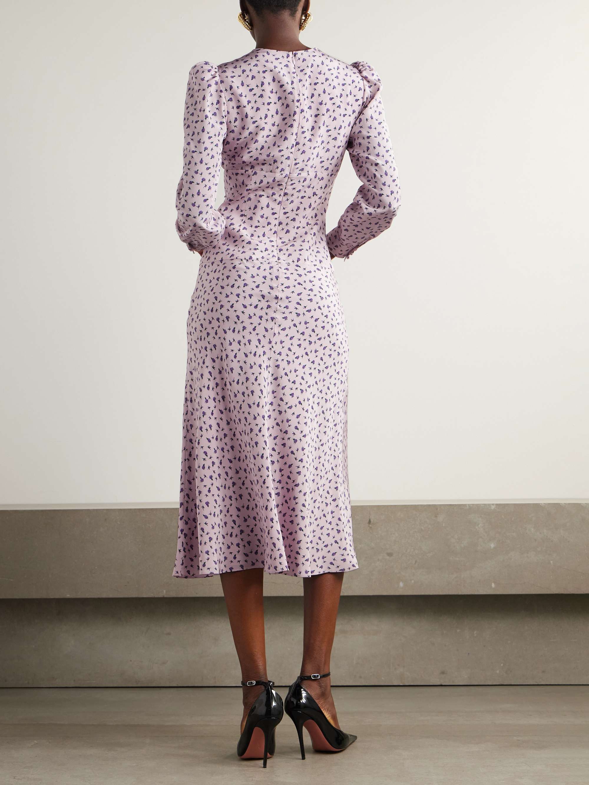 Lace-trimmed crepe midi dress view